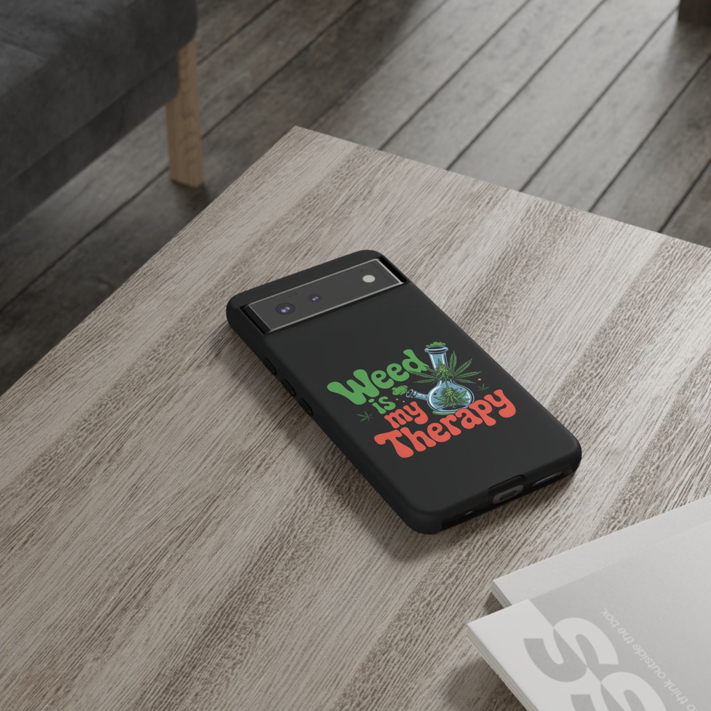 Phone Case — "Weed Is My Therapy" Retro Cannabis Design
