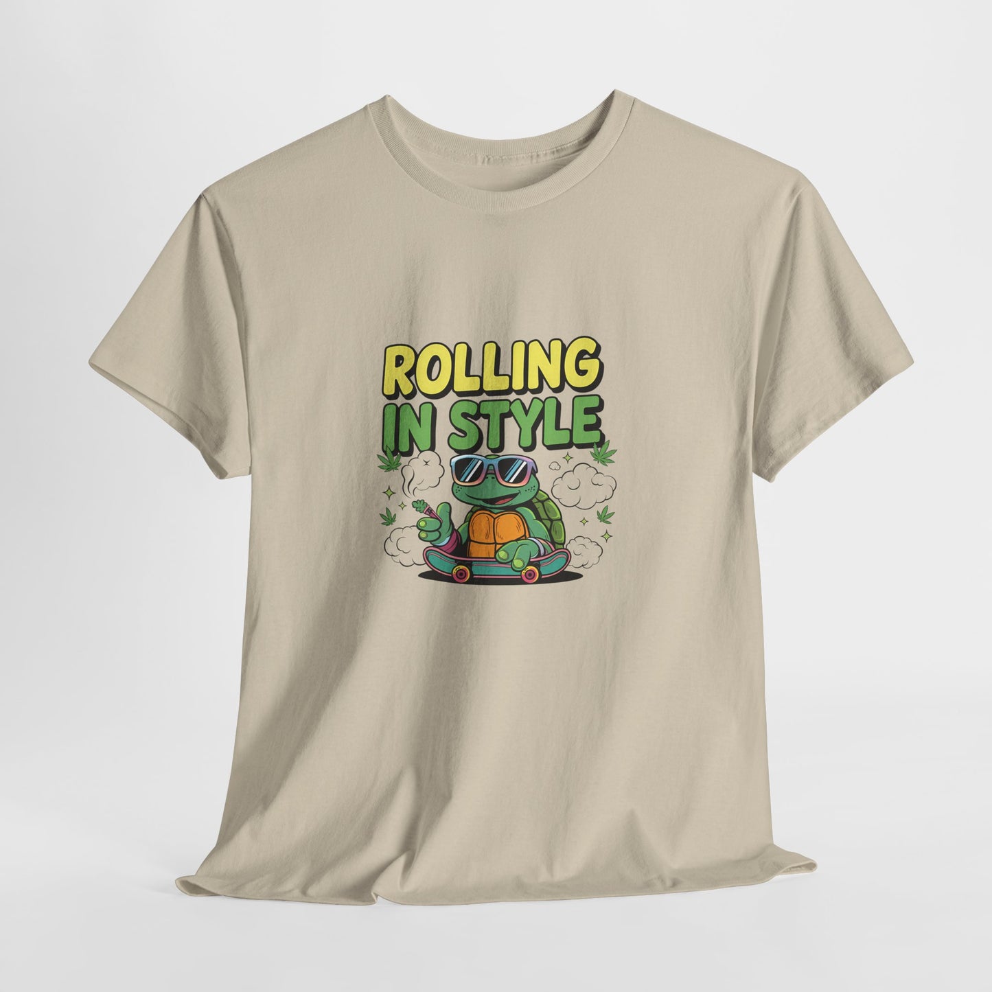 Rolling in Style Turtle T-Shirt — Cute Cartoon Turtle Graphic Tee