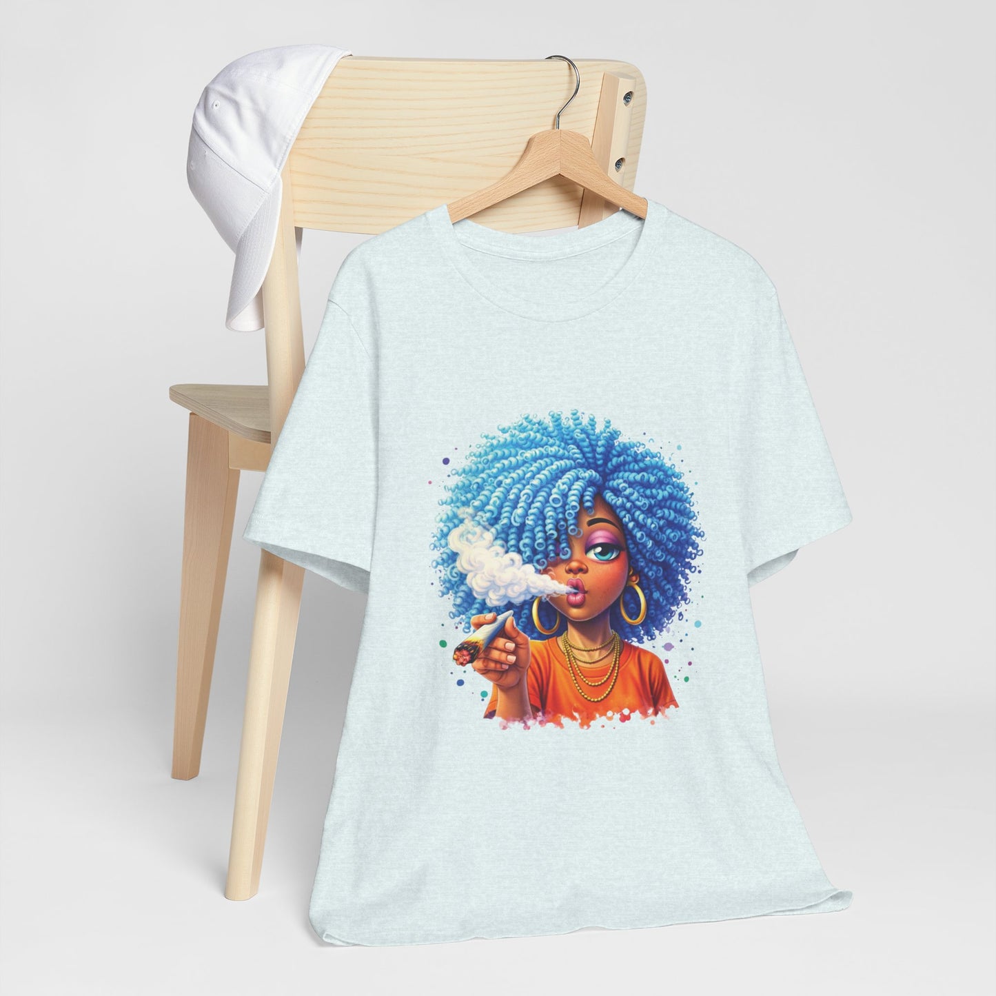 Afro Puff Vibes T-Shirt — Cool Blue Hair Graphic Tee