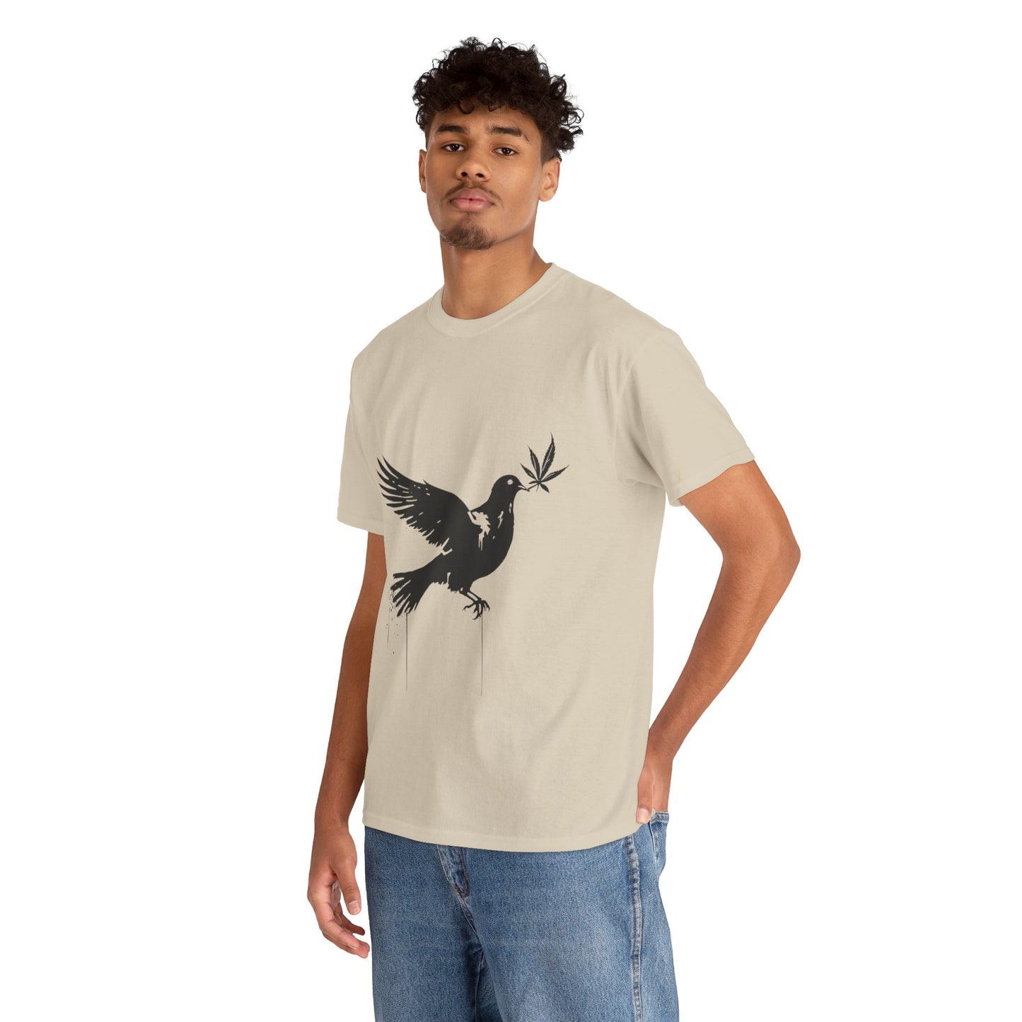 Dove with Weed Leaf Tee — Peace Dove Graphic T-Shirt