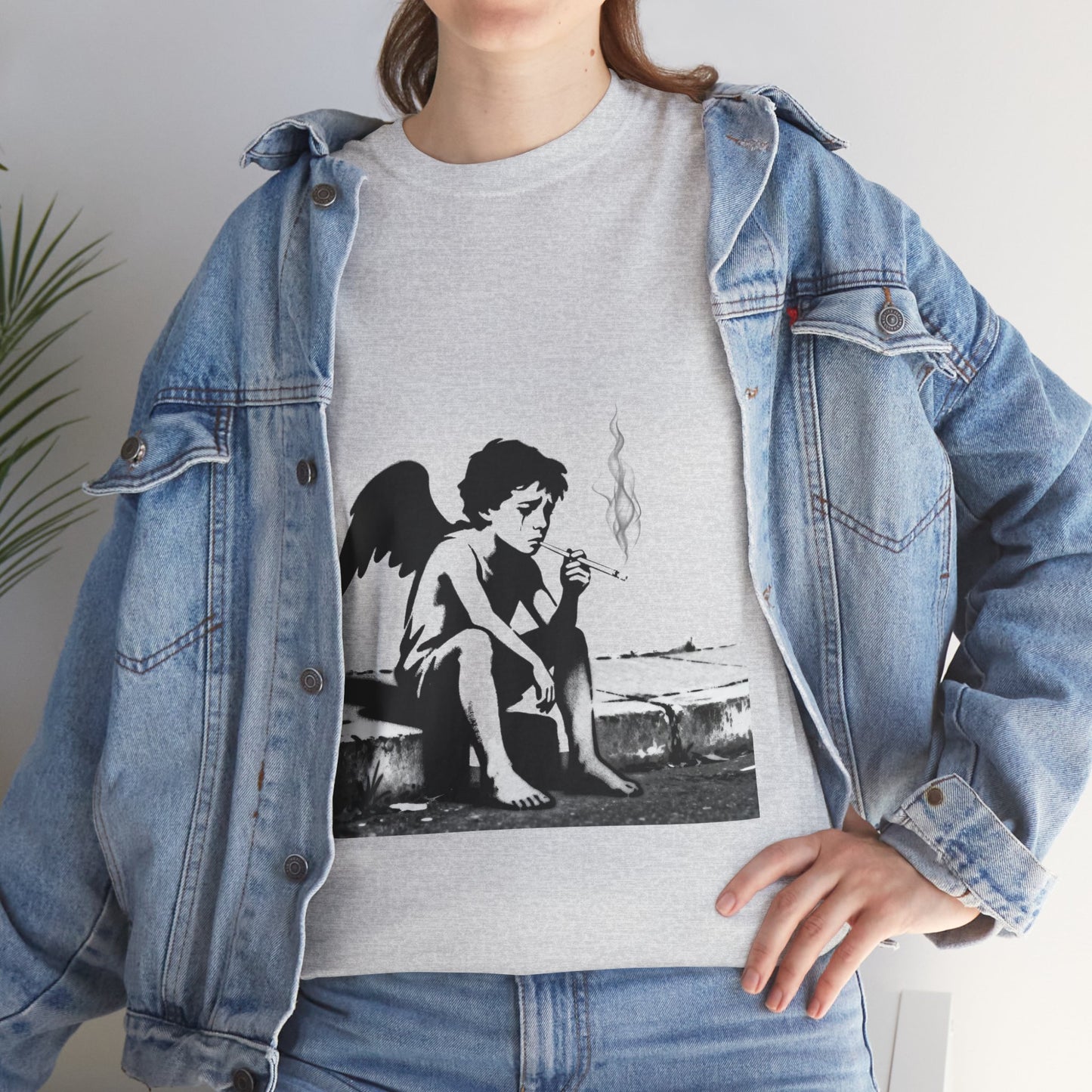 Angel Smoking Graphic Tee — Vintage Cherub Streetwear T-Shirt