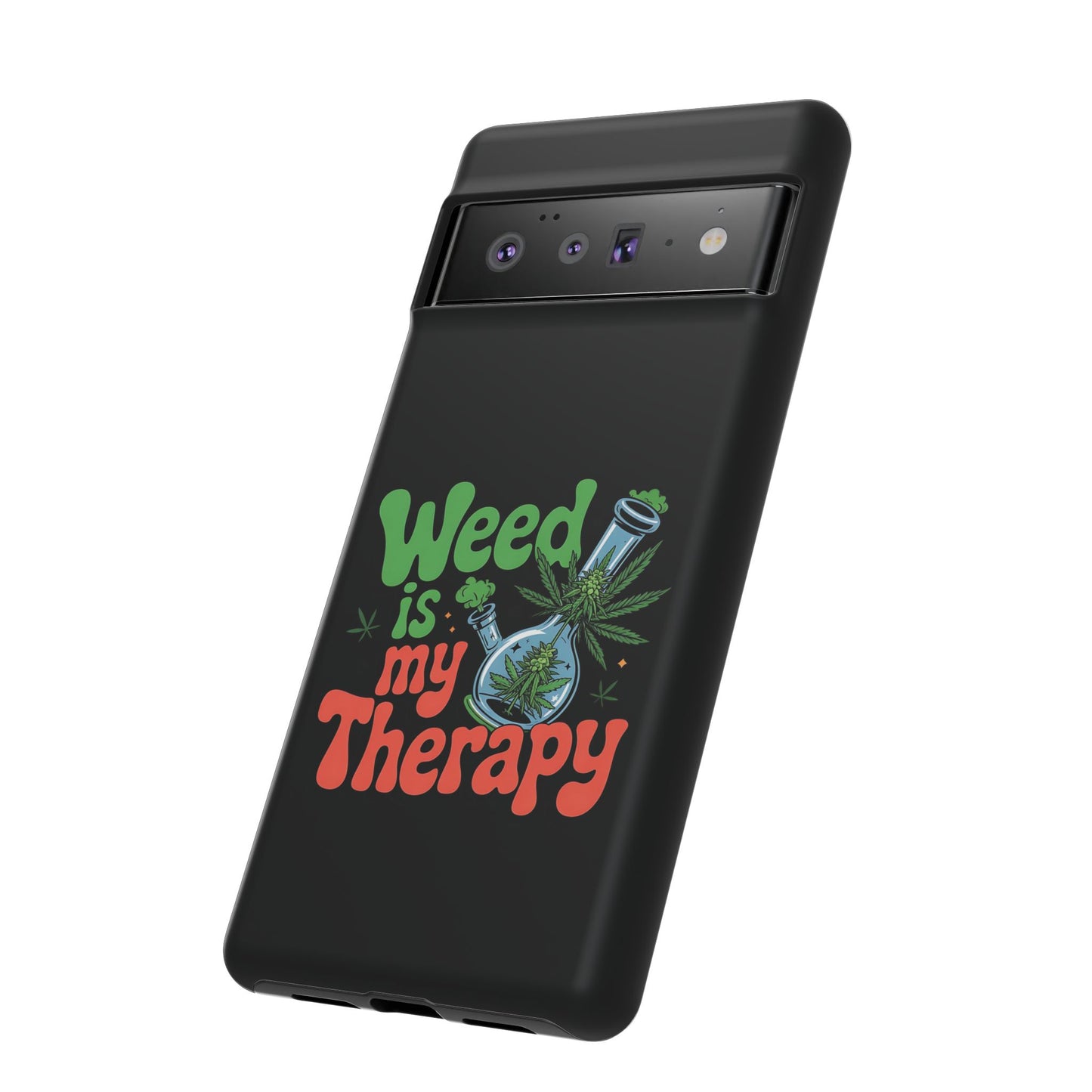 Phone Case — "Weed Is My Therapy" Retro Cannabis Design