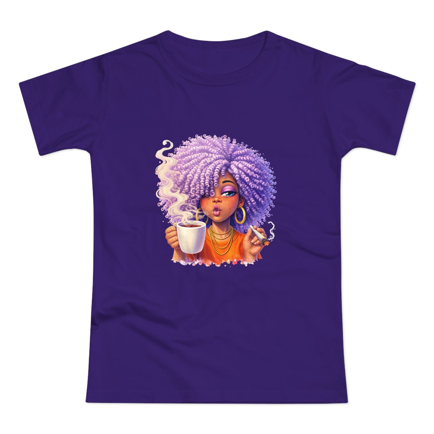 Women's T-Shirt — Afro Puff Coffee Girl Graphic Tee