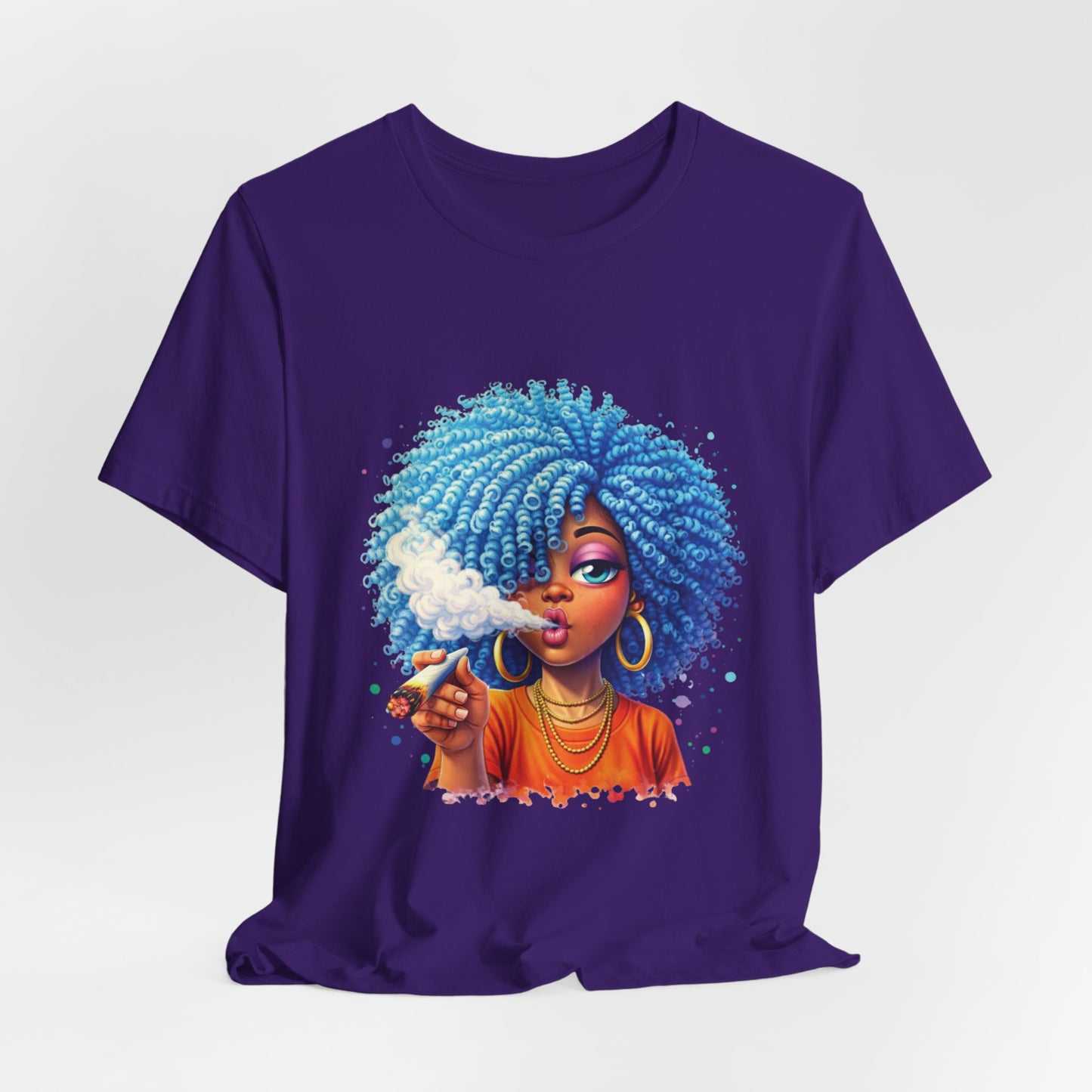 Afro Puff Vibes T-Shirt — Cool Blue Hair Graphic Tee