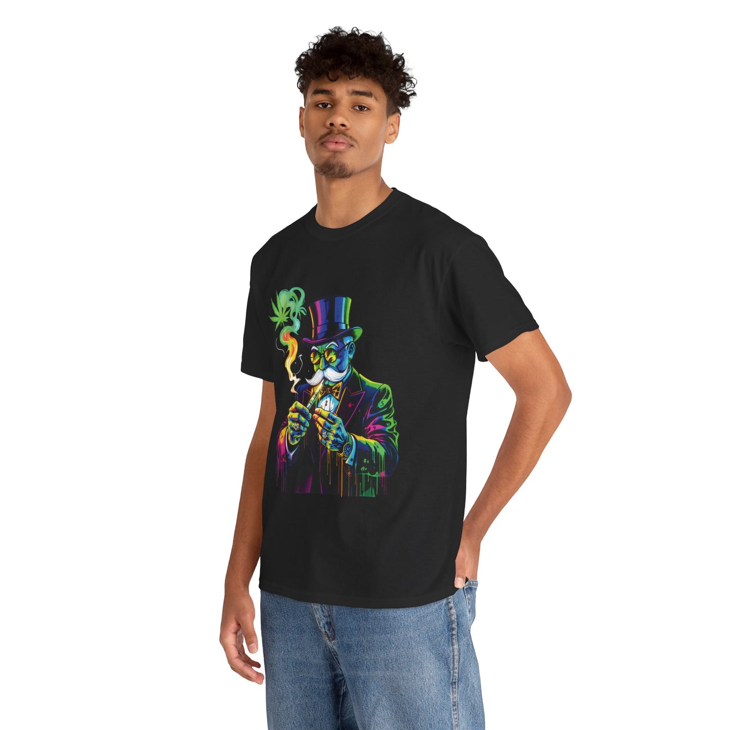 Smoking Monopoly Gentleman T-Shirt — Neon Vintage Top Hat Illustration