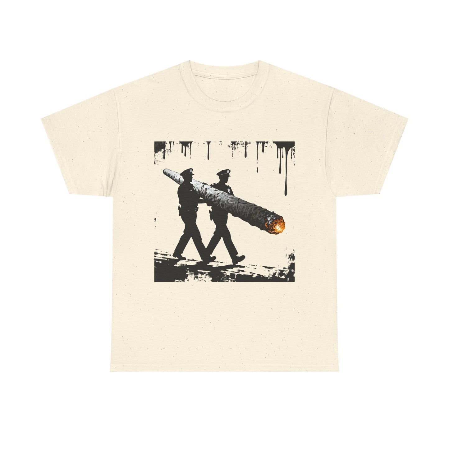 Graphic Tee — Police Carrying a Giant Burning Cigar Street Art Design