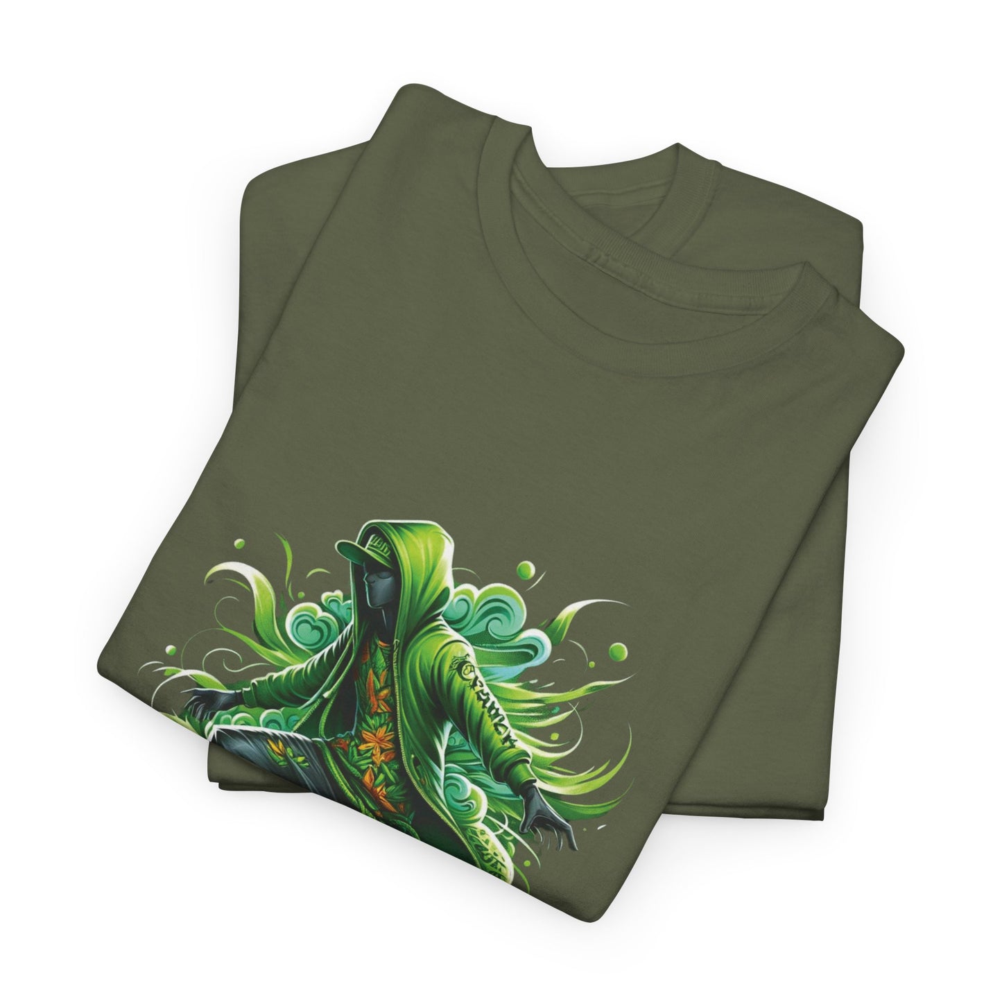 Green Crack Skateboarder T-Shirt — Urban Skate Tee with 'GREEN CRACK' Graphic
