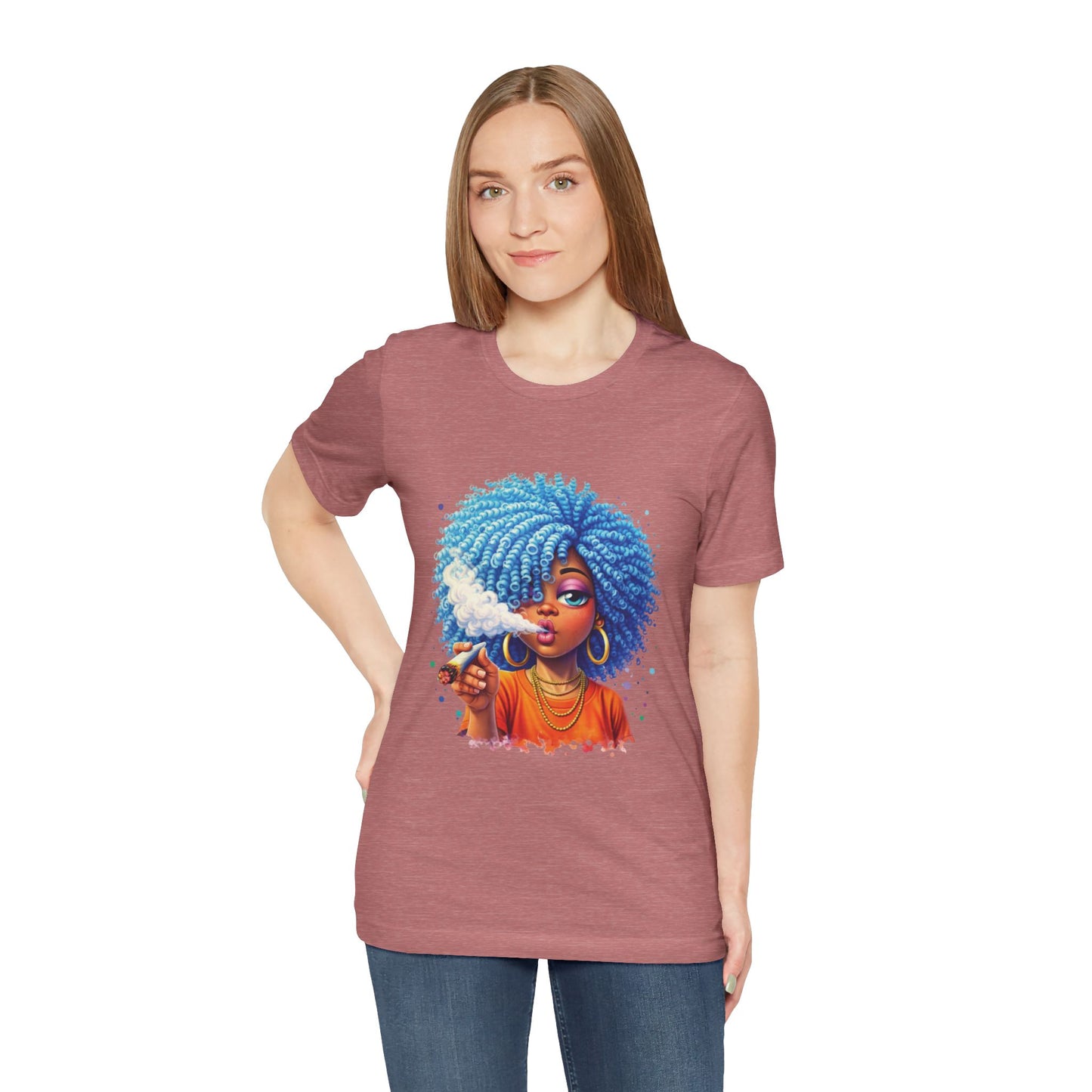 Afro Puff Vibes T-Shirt — Cool Blue Hair Graphic Tee