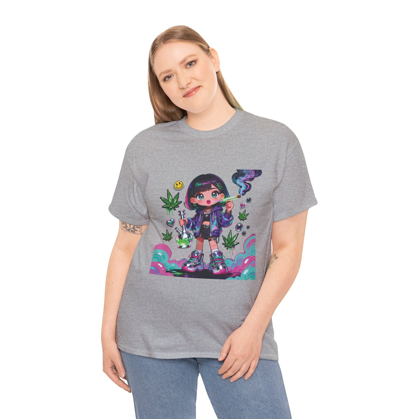 Graphic Tee — Cute Grunge Girl with 420 Art (Kawaii Stoner Aesthetic)