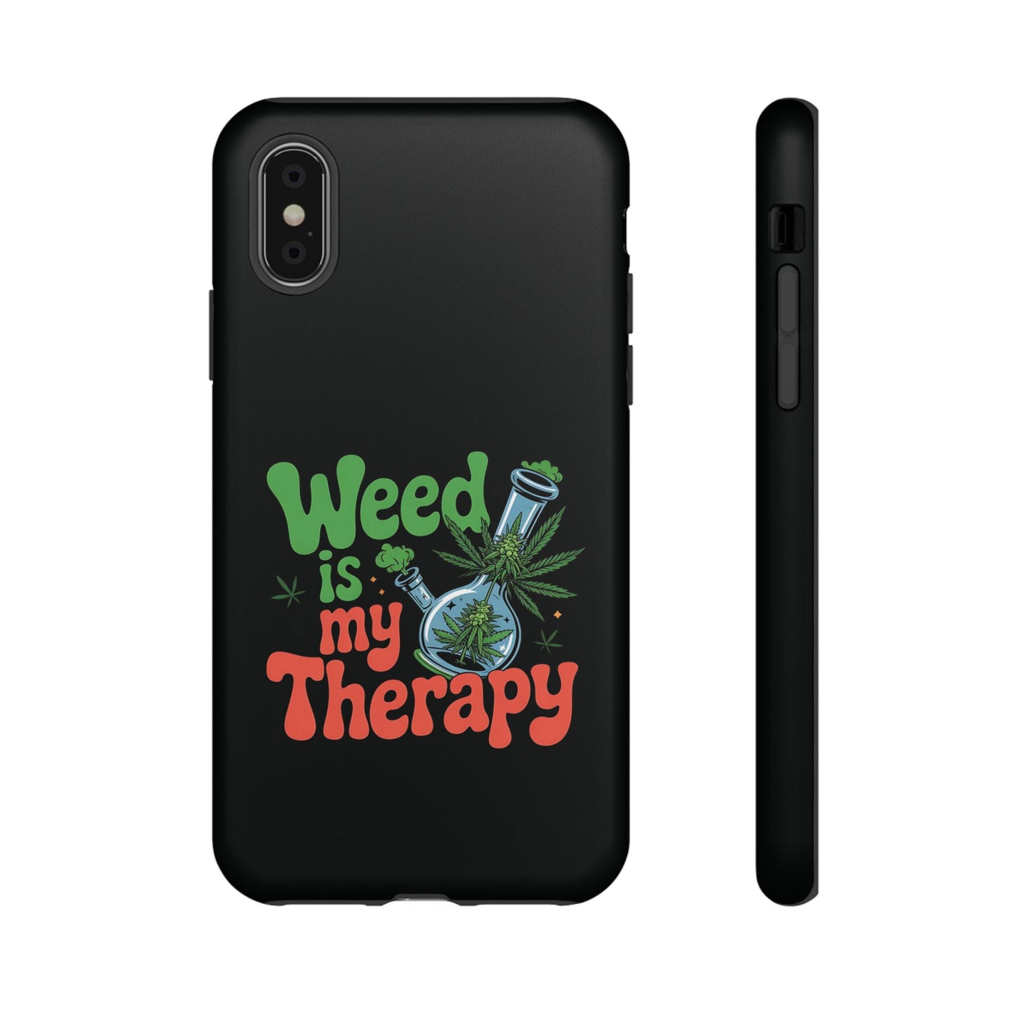 Phone Case — "Weed Is My Therapy" Retro Cannabis Design