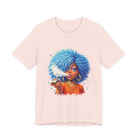 Afro Puff Vibes T-Shirt — Cool Blue Hair Graphic Tee