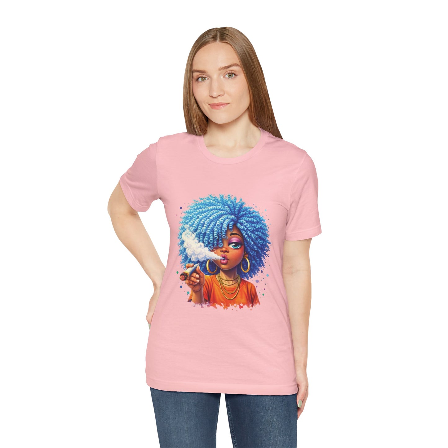 Afro Puff Vibes T-Shirt — Cool Blue Hair Graphic Tee