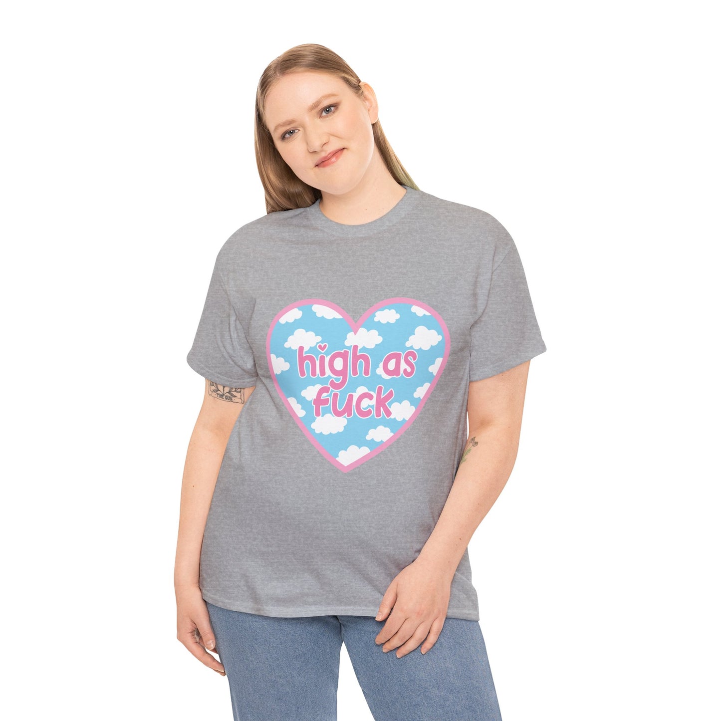 High as F*** Heart Tee — Cute Pastel Cloud Graphic T-Shirt