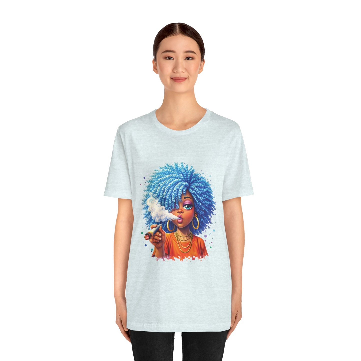 Afro Puff Vibes T-Shirt — Cool Blue Hair Graphic Tee