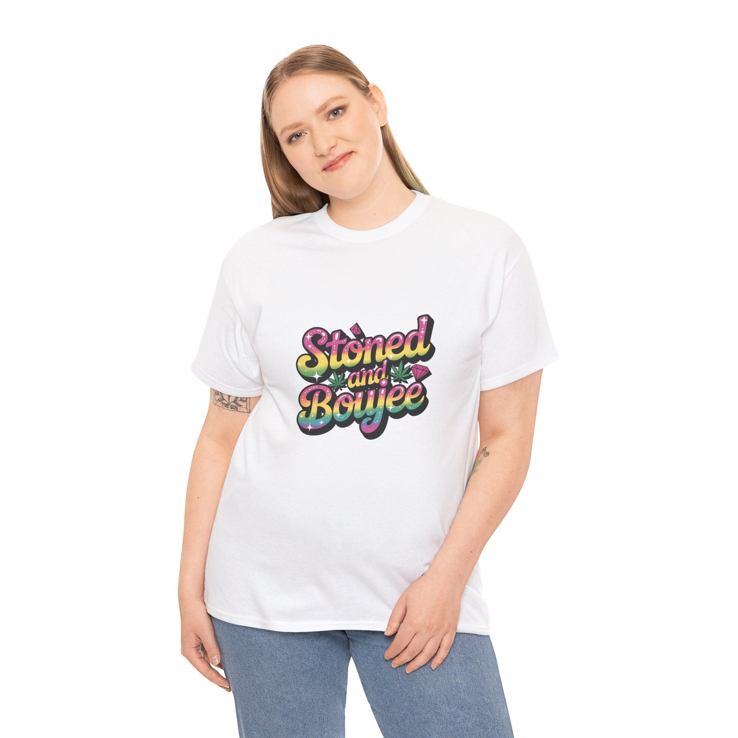 T-Shirt — "Stoned and Boujee" Colorful Retro Graphic Tee