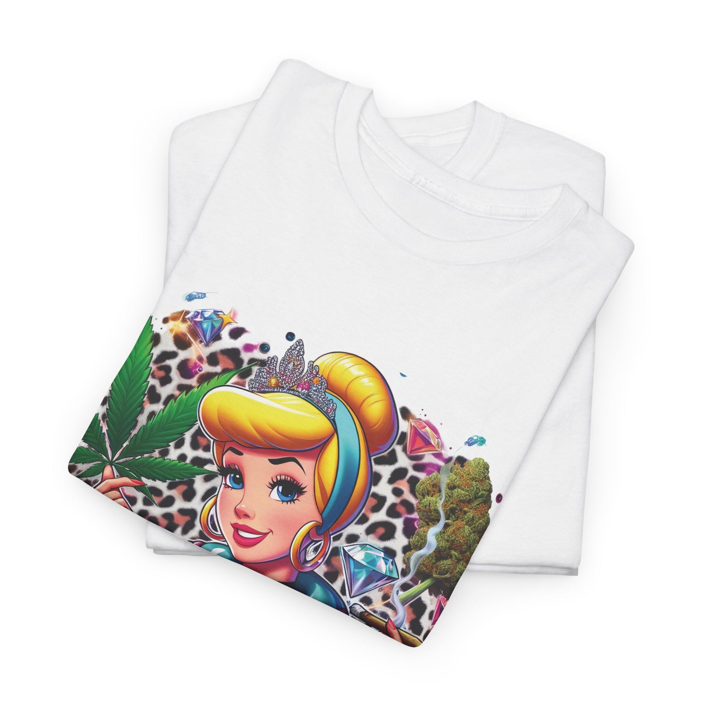 Cinderella Stoner Graphic Tee — Retro Princess Smoking Weed Art Shirt