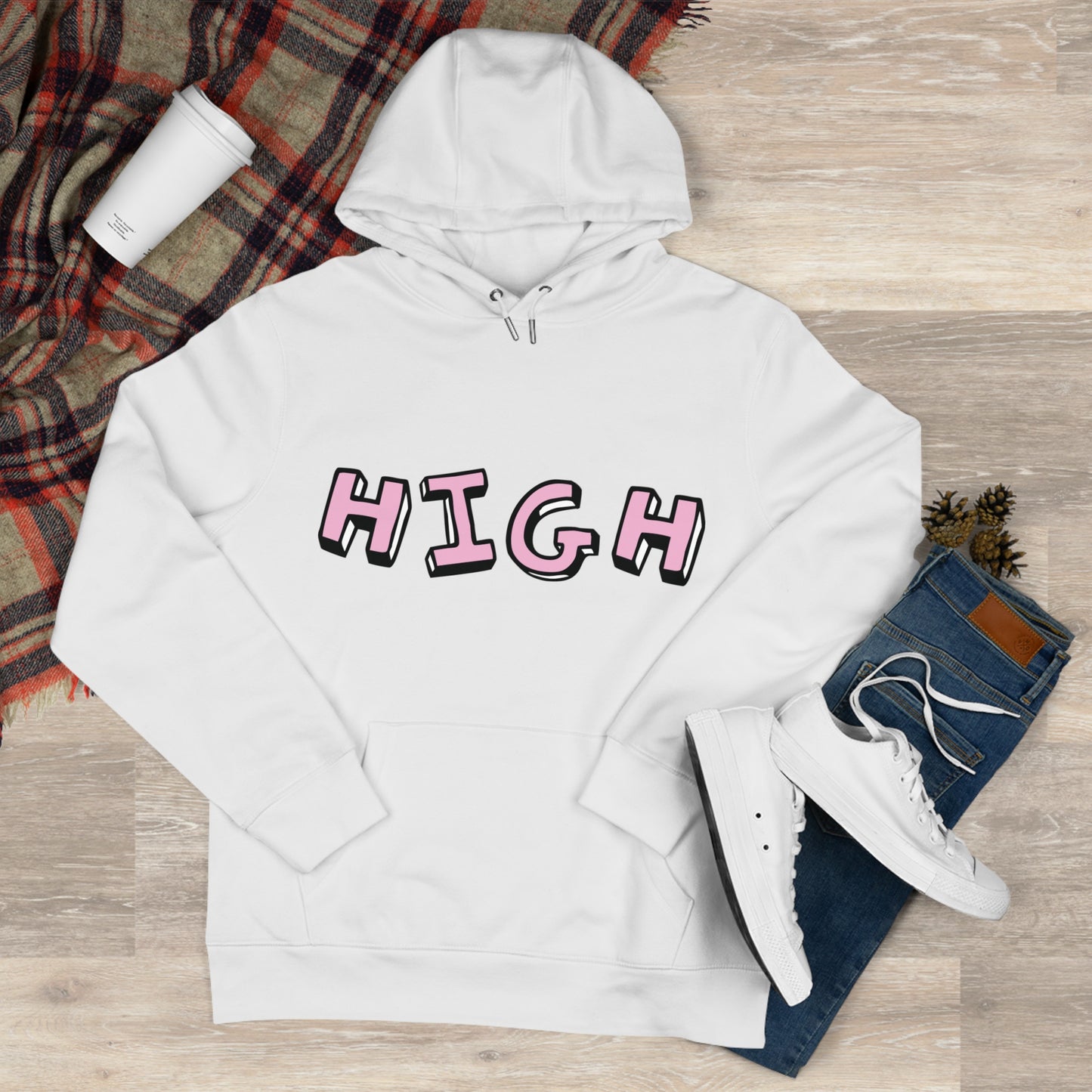 420 Hoodie — "HIGH" Front & "It's 4:20 Baby" Back Graphic Pullover