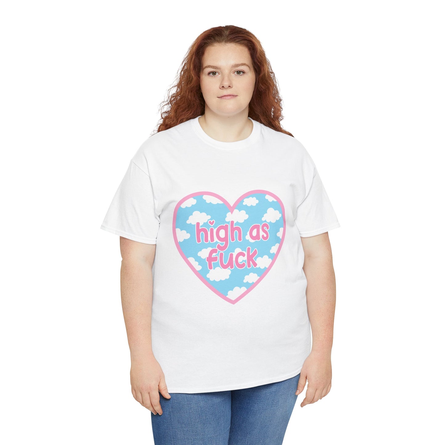 High as F*** Heart Tee — Cute Pastel Cloud Graphic T-Shirt