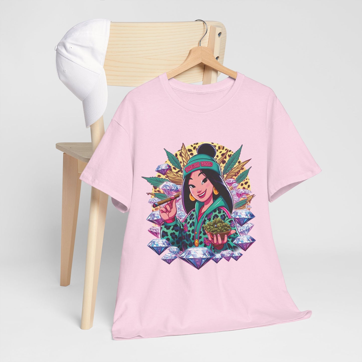Mulan Floral Portrait T‑Shirt — Vibrant Asian Princess Illustration Tee