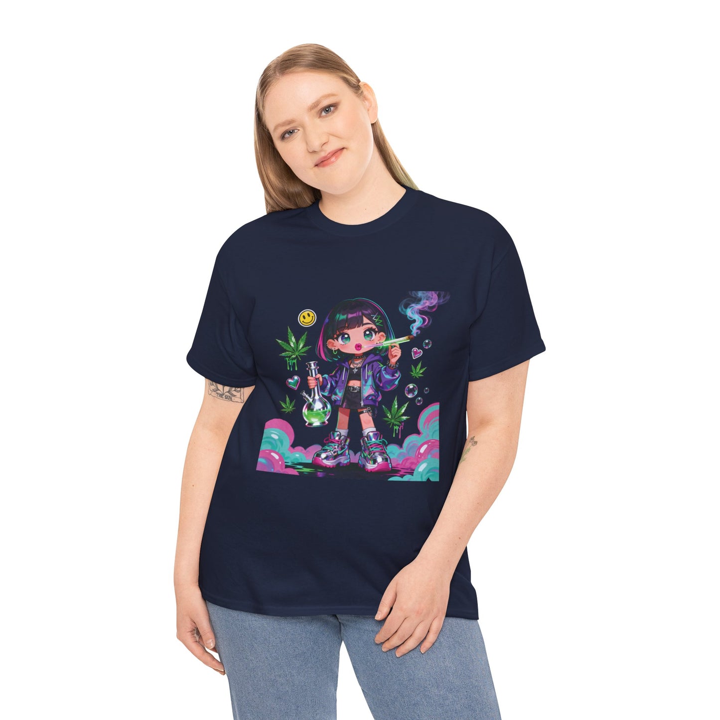 Graphic Tee — Cute Grunge Girl with 420 Art (Kawaii Stoner Aesthetic)