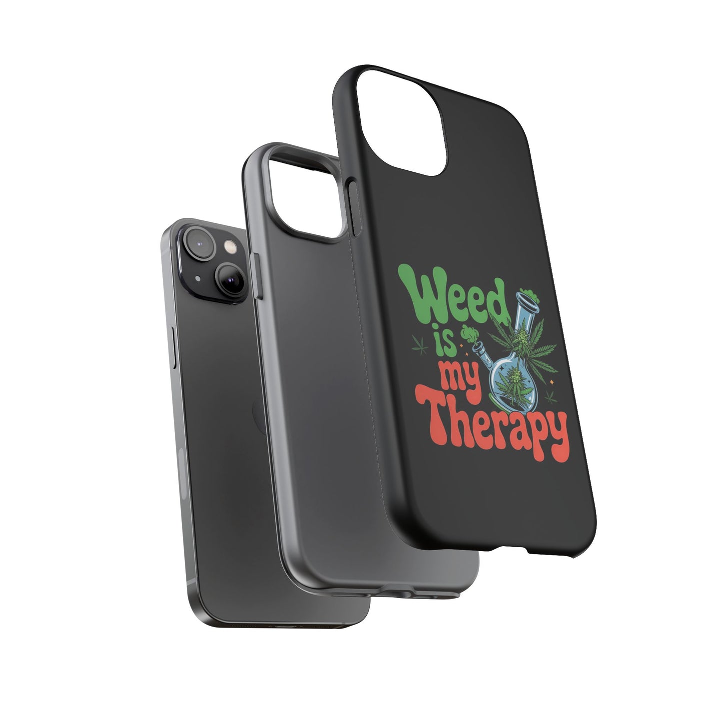 Phone Case — "Weed Is My Therapy" Retro Cannabis Design