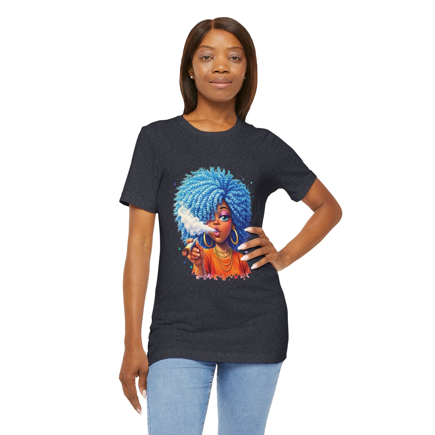 Afro Puff Vibes T-Shirt — Cool Blue Hair Graphic Tee