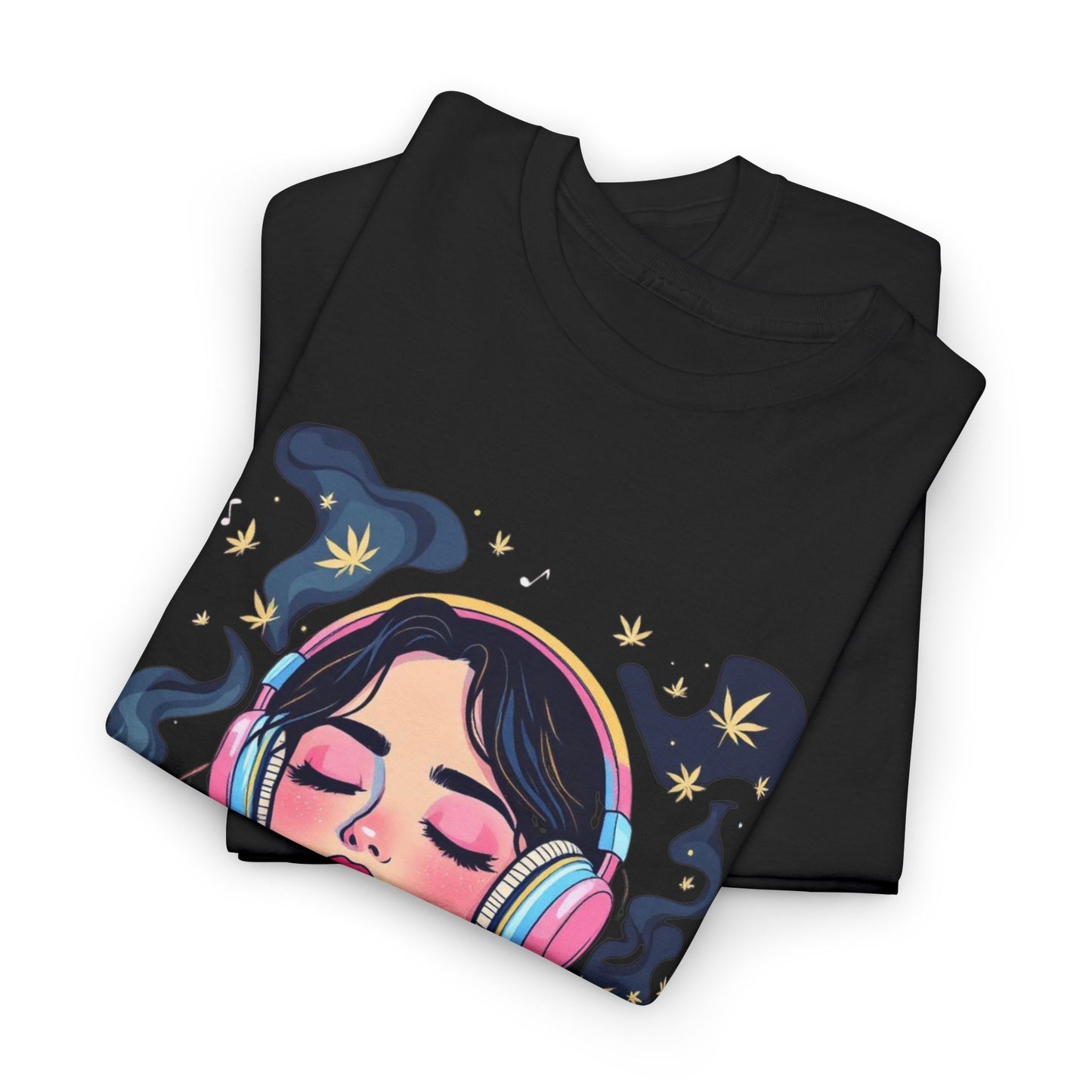 Music Lover Tee — Dreamy Girl with Headphones Graphic T‑Shirt