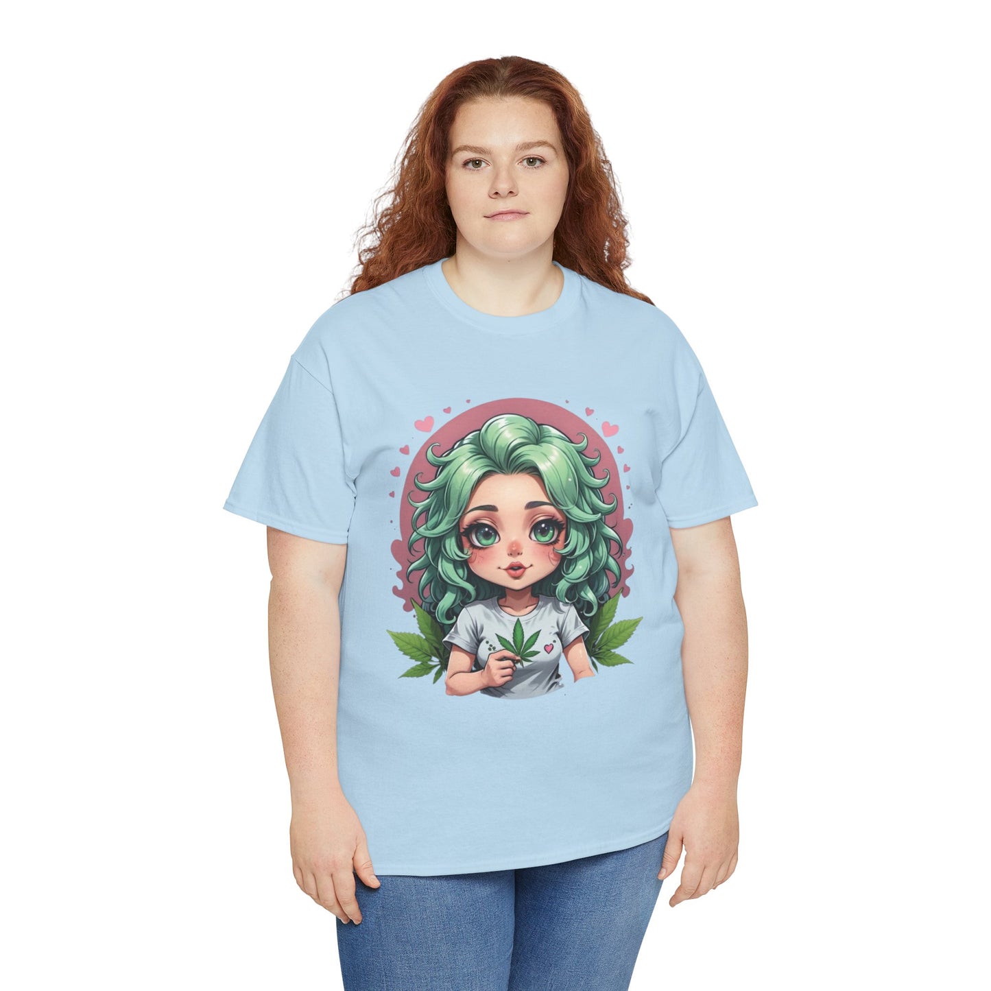 Plant Girl Cute Tee — Green Hair Anime Girl Graphic T-Shirt