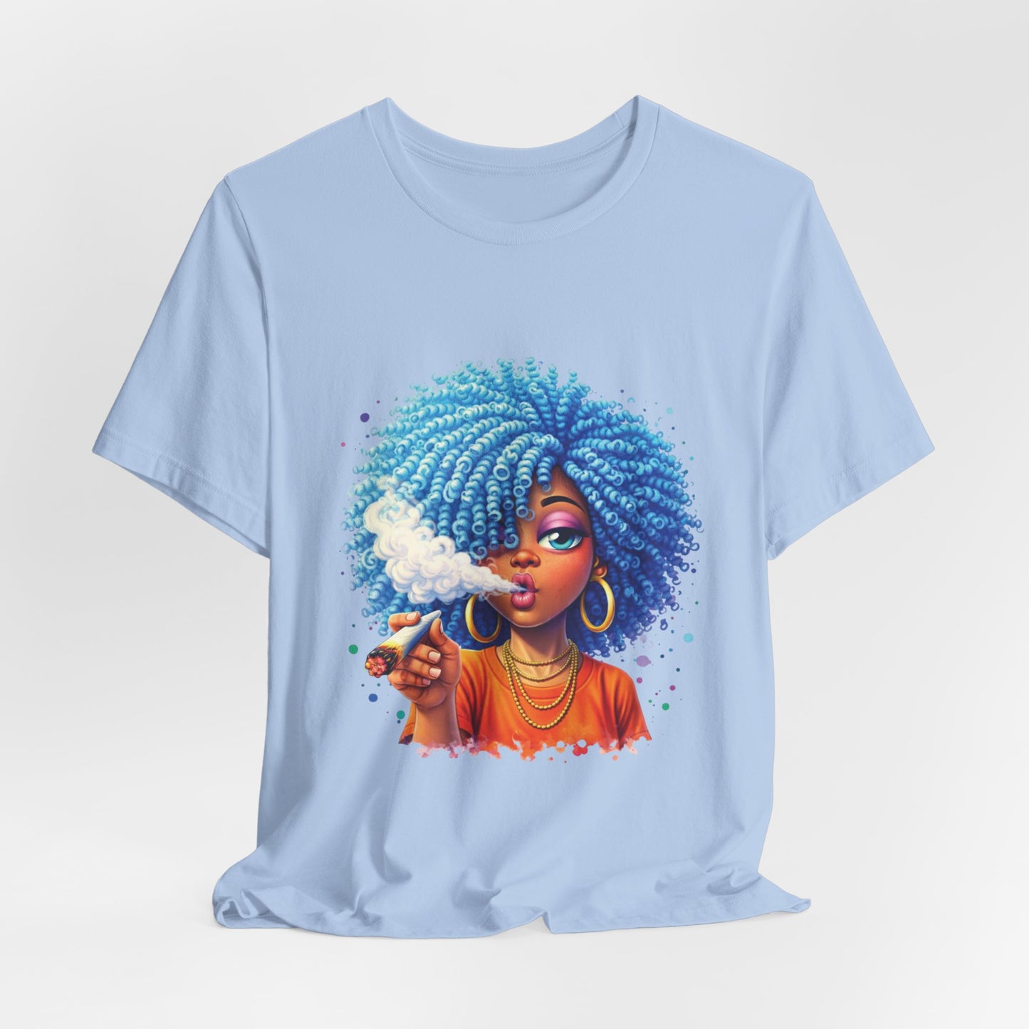 Afro Puff Vibes T-Shirt — Cool Blue Hair Graphic Tee