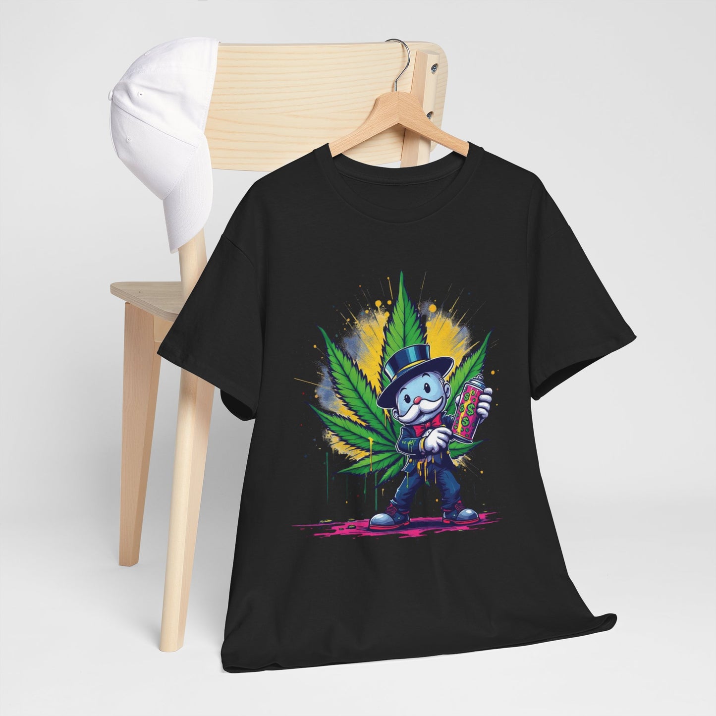 Cute Stoner Holiday Tee with Leaf and Spray Can