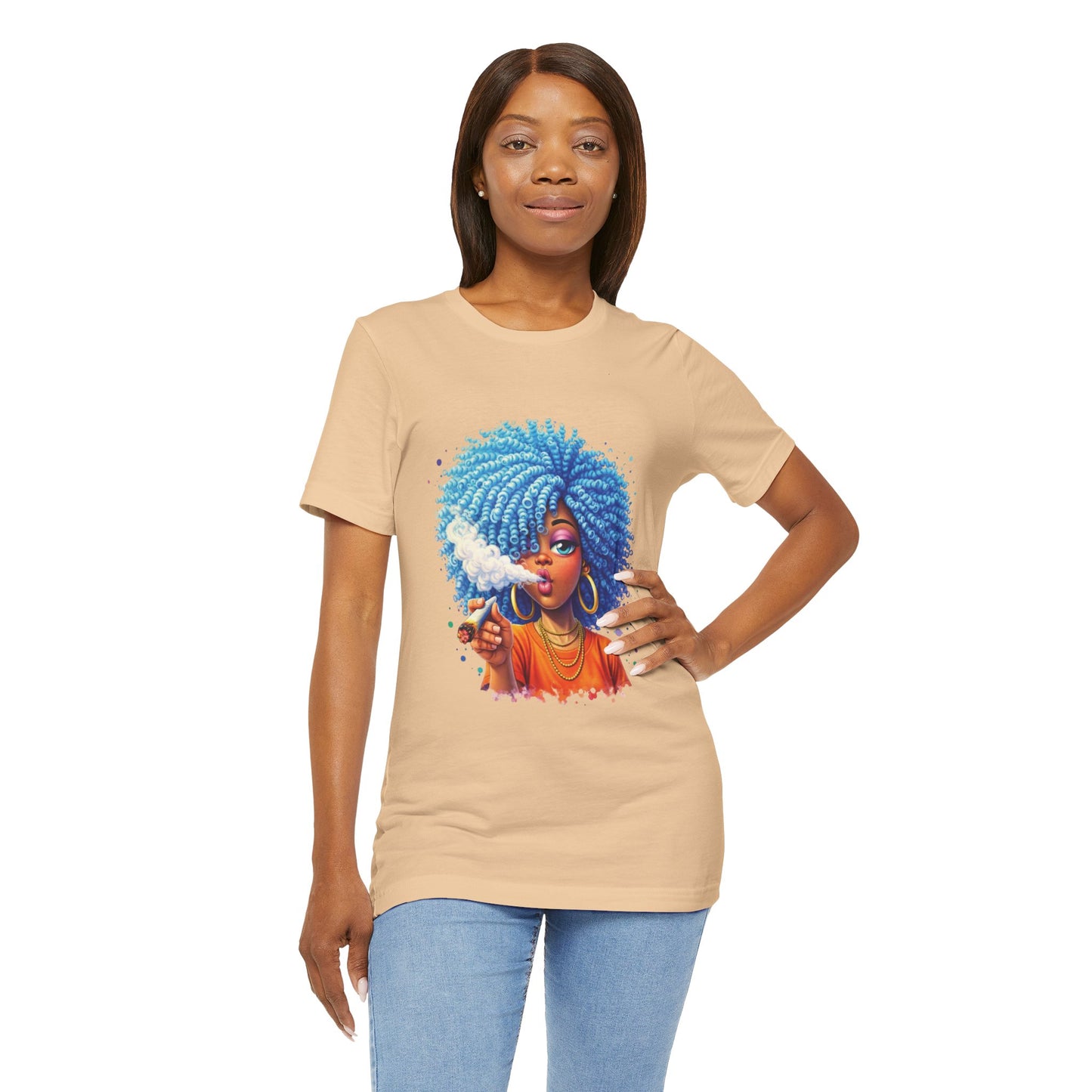 Afro Puff Vibes T-Shirt — Cool Blue Hair Graphic Tee