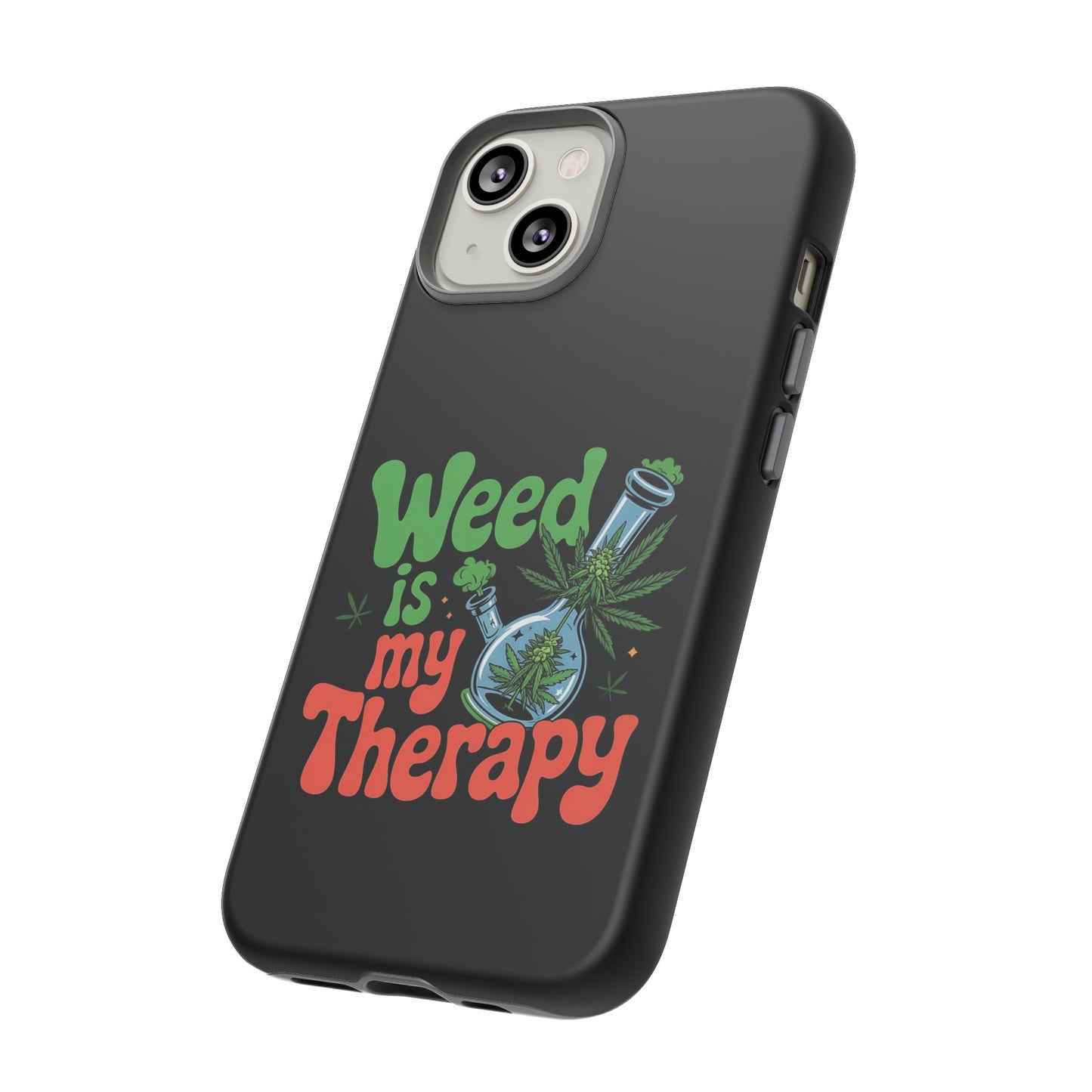 Phone Case — "Weed Is My Therapy" Retro Cannabis Design