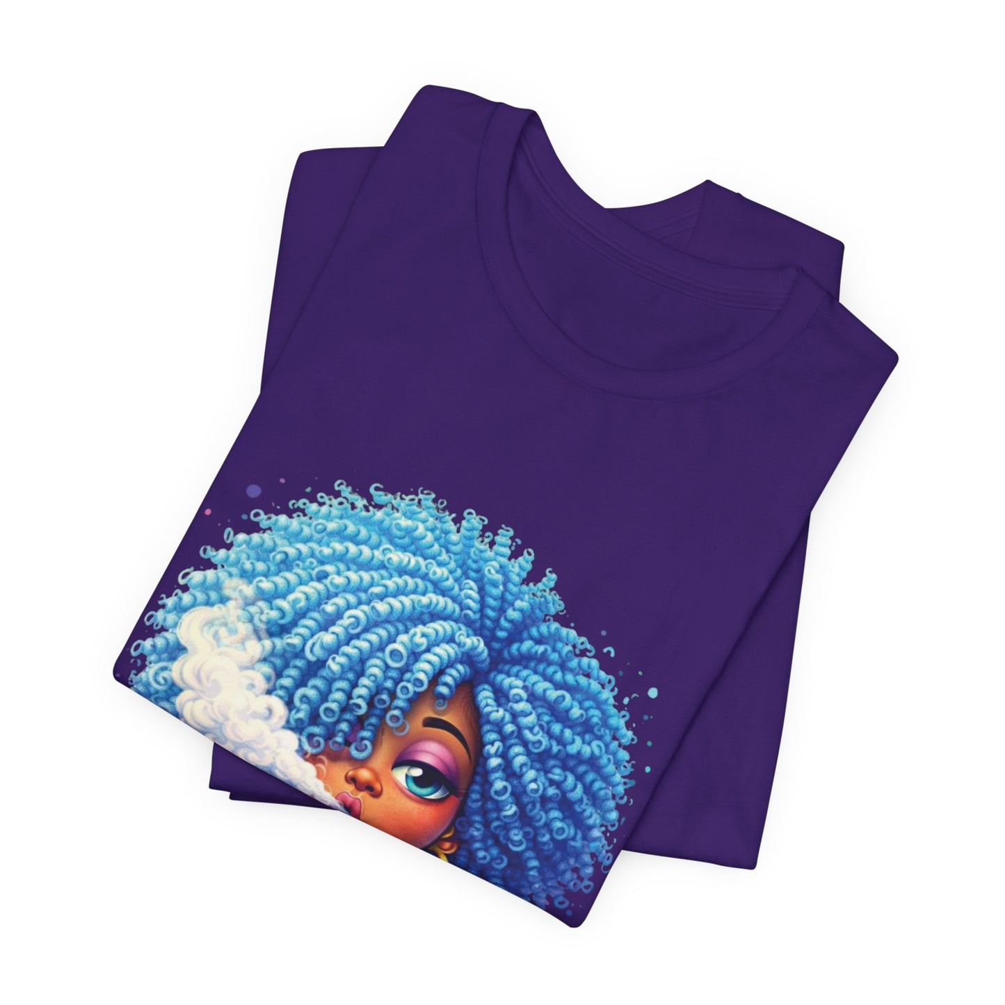 Afro Puff Vibes T-Shirt — Cool Blue Hair Graphic Tee