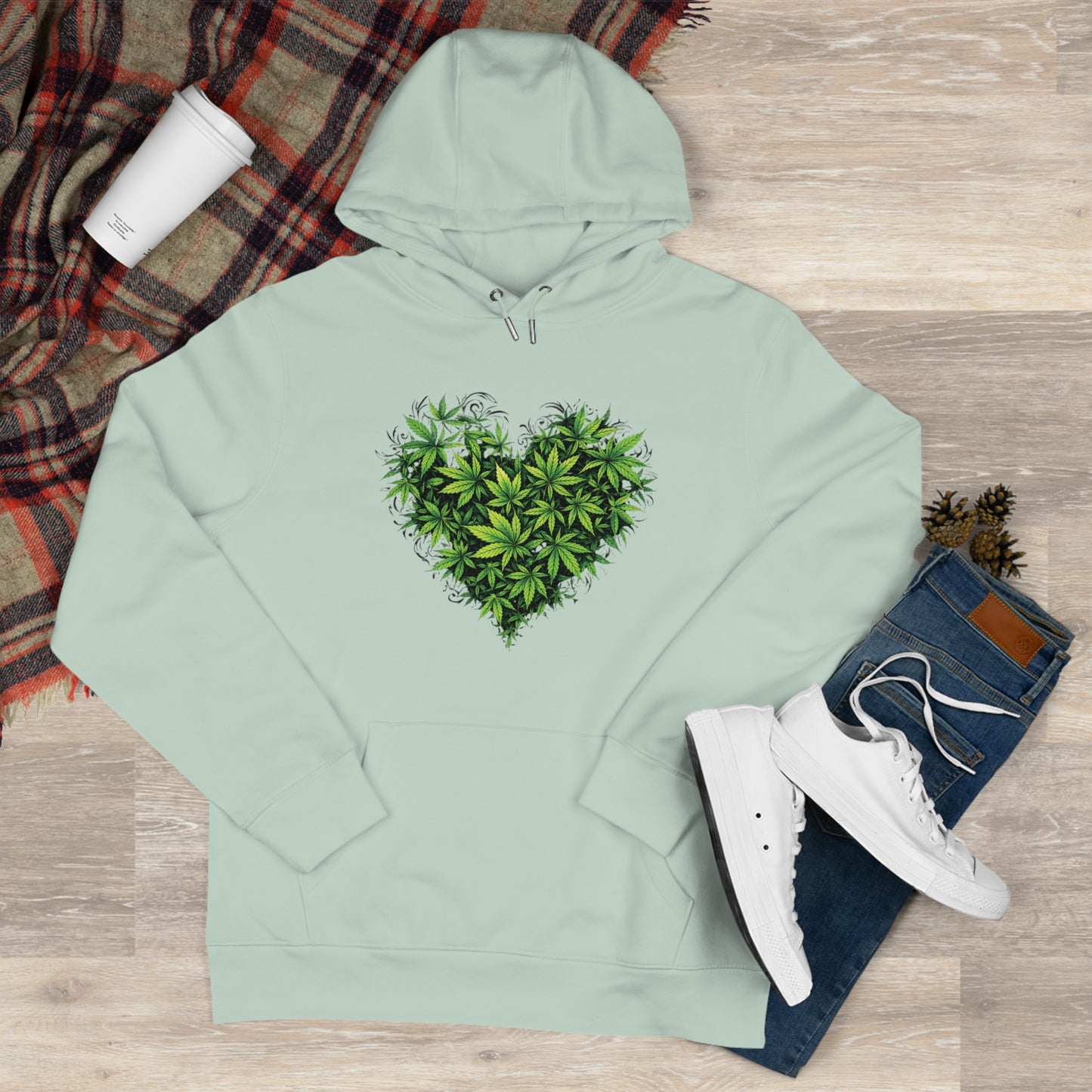 Green Heart Hoodie — 'Take the High Road' Green Heart Leaf Hoodie