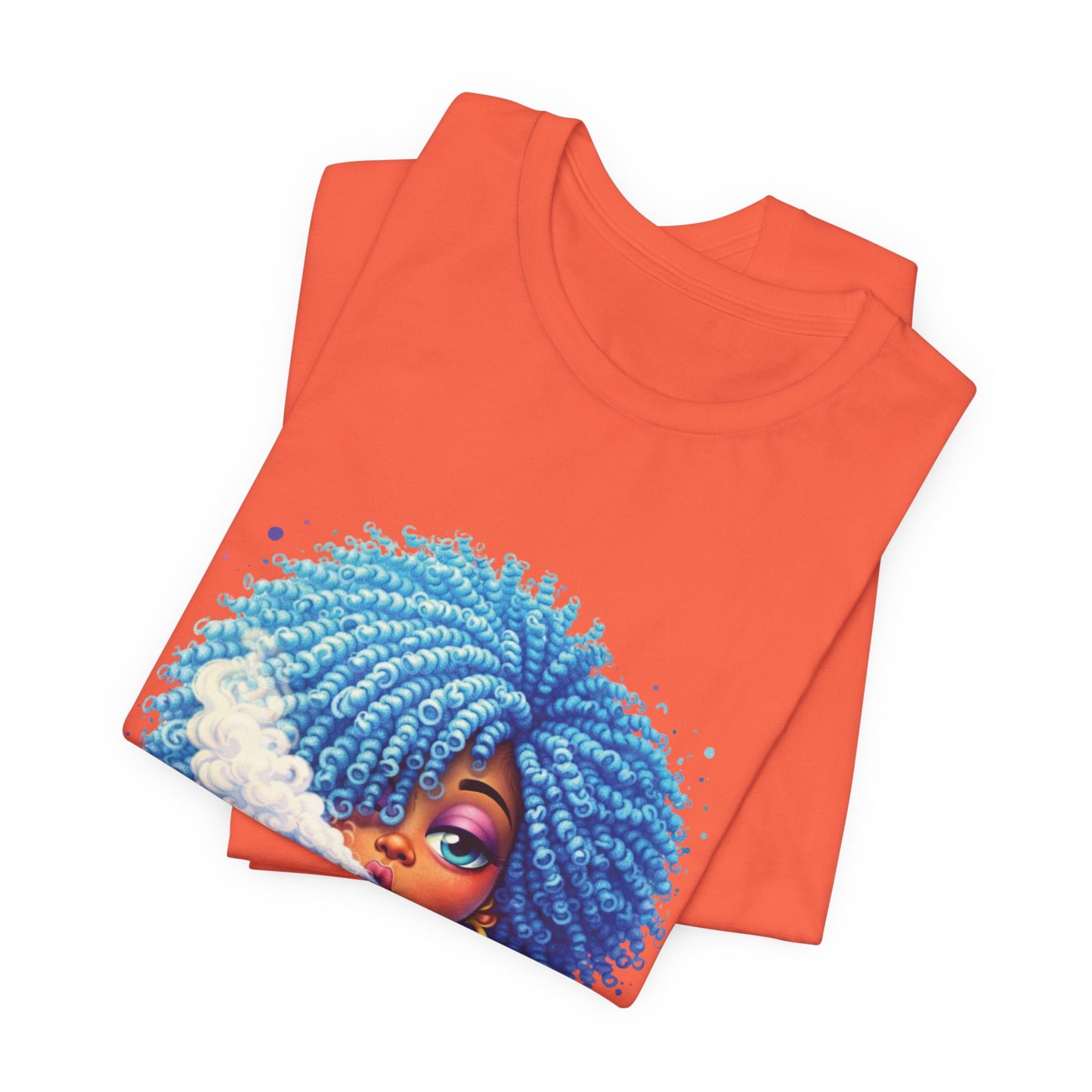 Afro Puff Vibes T-Shirt — Cool Blue Hair Graphic Tee