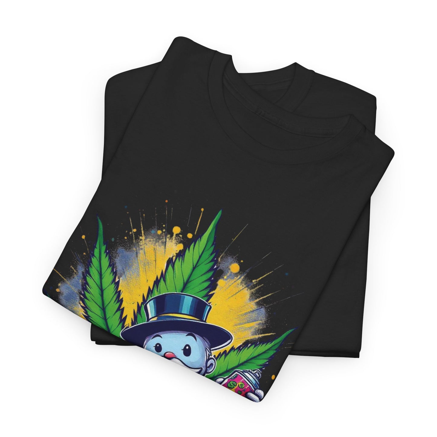 Cute Stoner Holiday Tee with Leaf and Spray Can