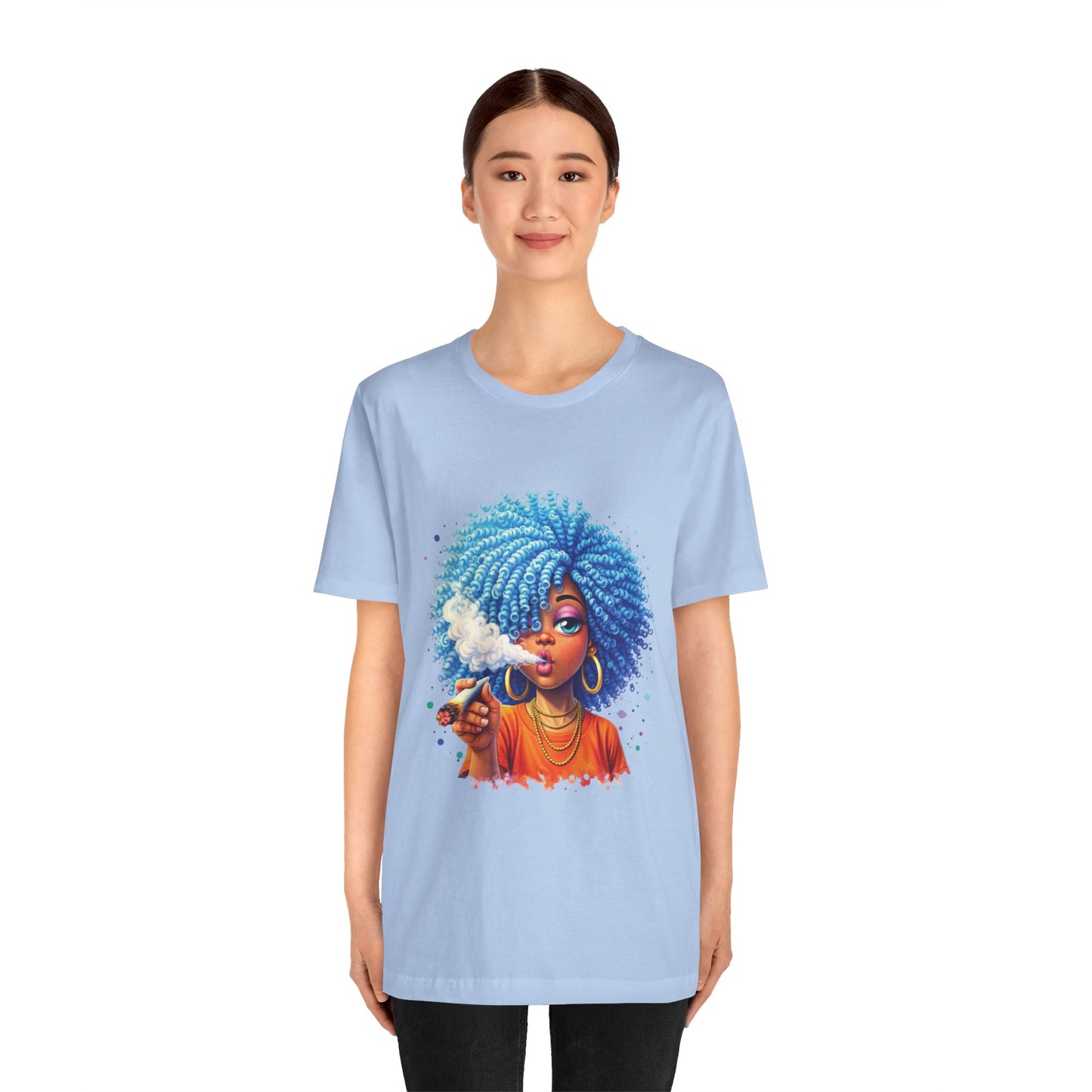 Afro Puff Vibes T-Shirt — Cool Blue Hair Graphic Tee