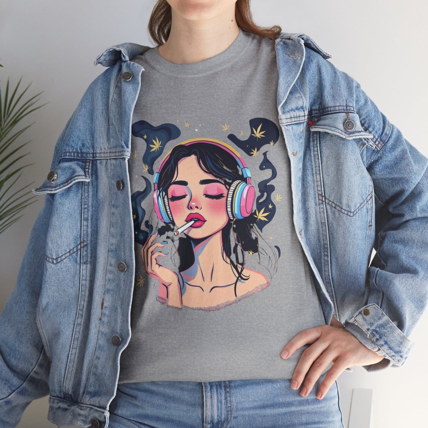 Music Lover Tee — Dreamy Girl with Headphones Graphic T‑Shirt