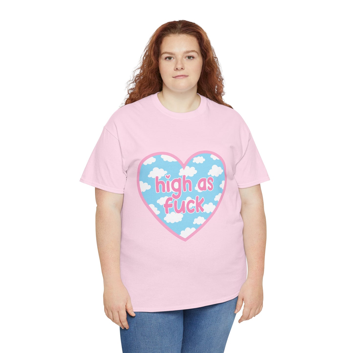 High as F*** Heart Tee — Cute Pastel Cloud Graphic T-Shirt