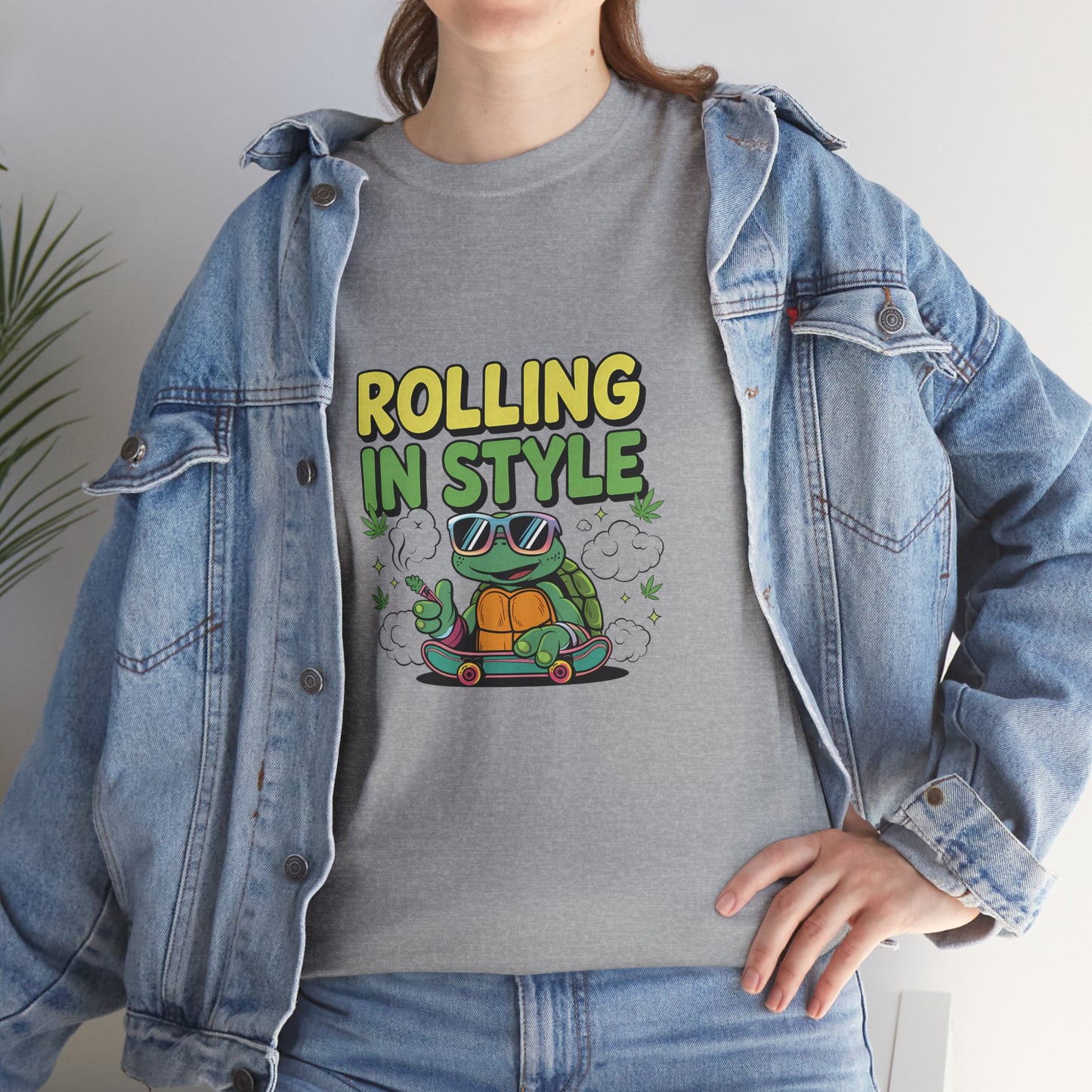Rolling in Style Turtle T-Shirt — Cute Cartoon Turtle Graphic Tee