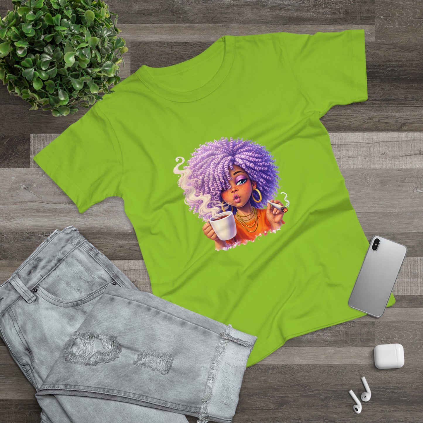 Women's T-Shirt — Afro Puff Coffee Girl Graphic Tee