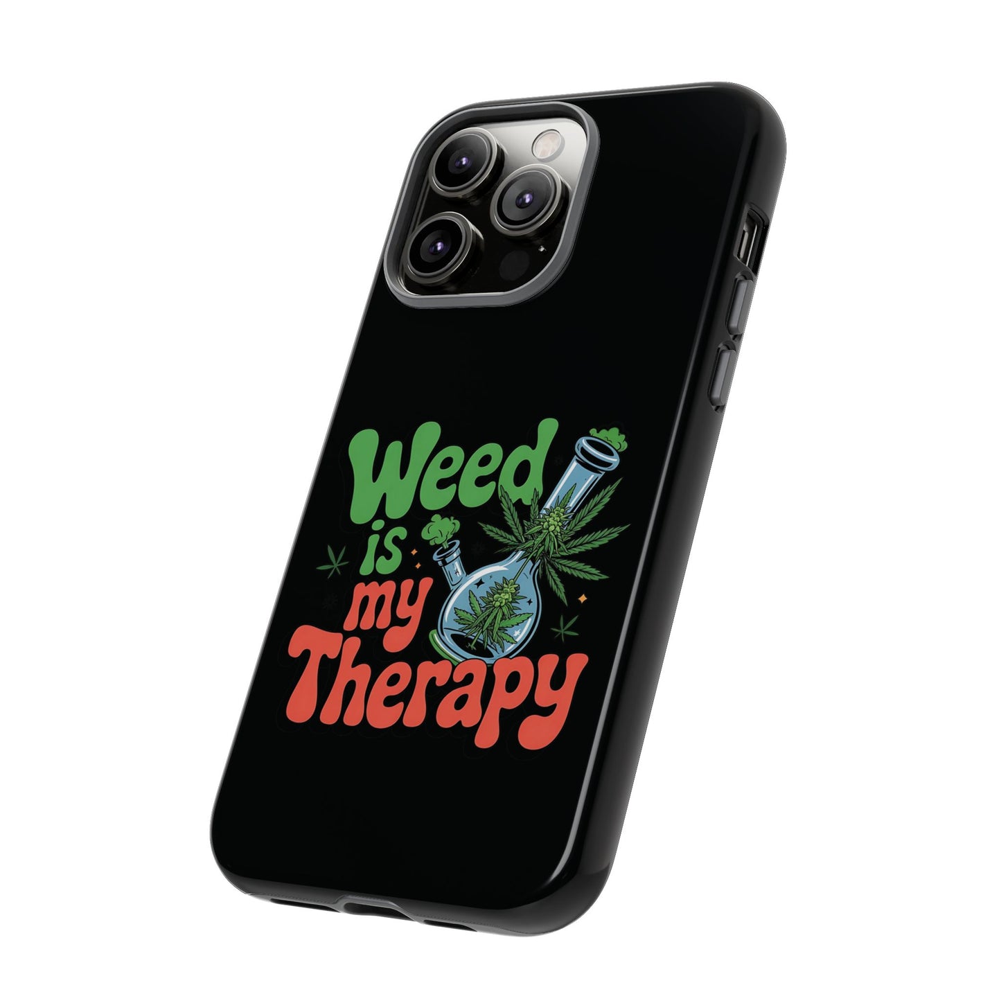 Phone Case — "Weed Is My Therapy" Retro Cannabis Design