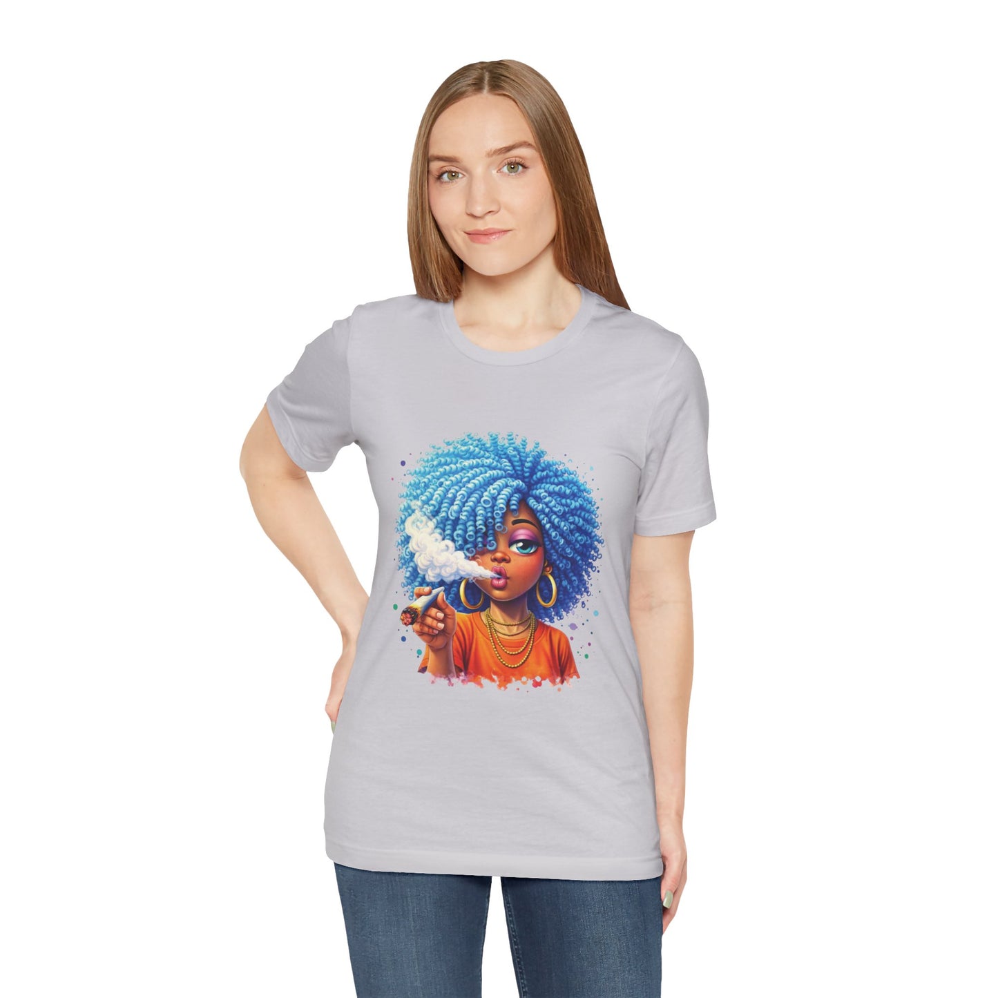 Afro Puff Vibes T-Shirt — Cool Blue Hair Graphic Tee