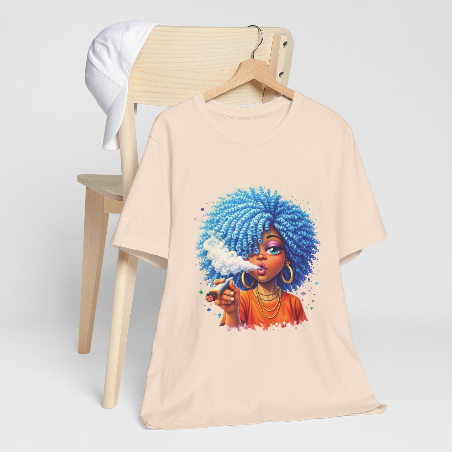 Afro Puff Vibes T-Shirt — Cool Blue Hair Graphic Tee