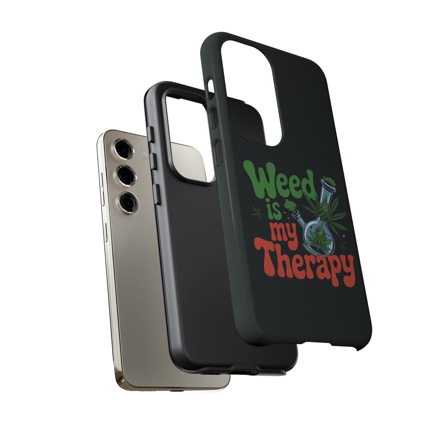 Phone Case — "Weed Is My Therapy" Retro Cannabis Design