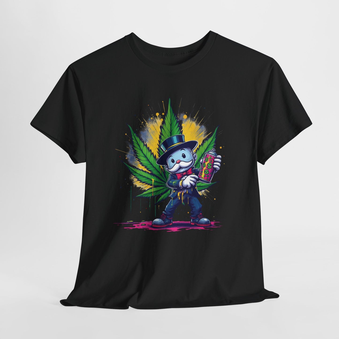 Cute Stoner Holiday Tee with Leaf and Spray Can