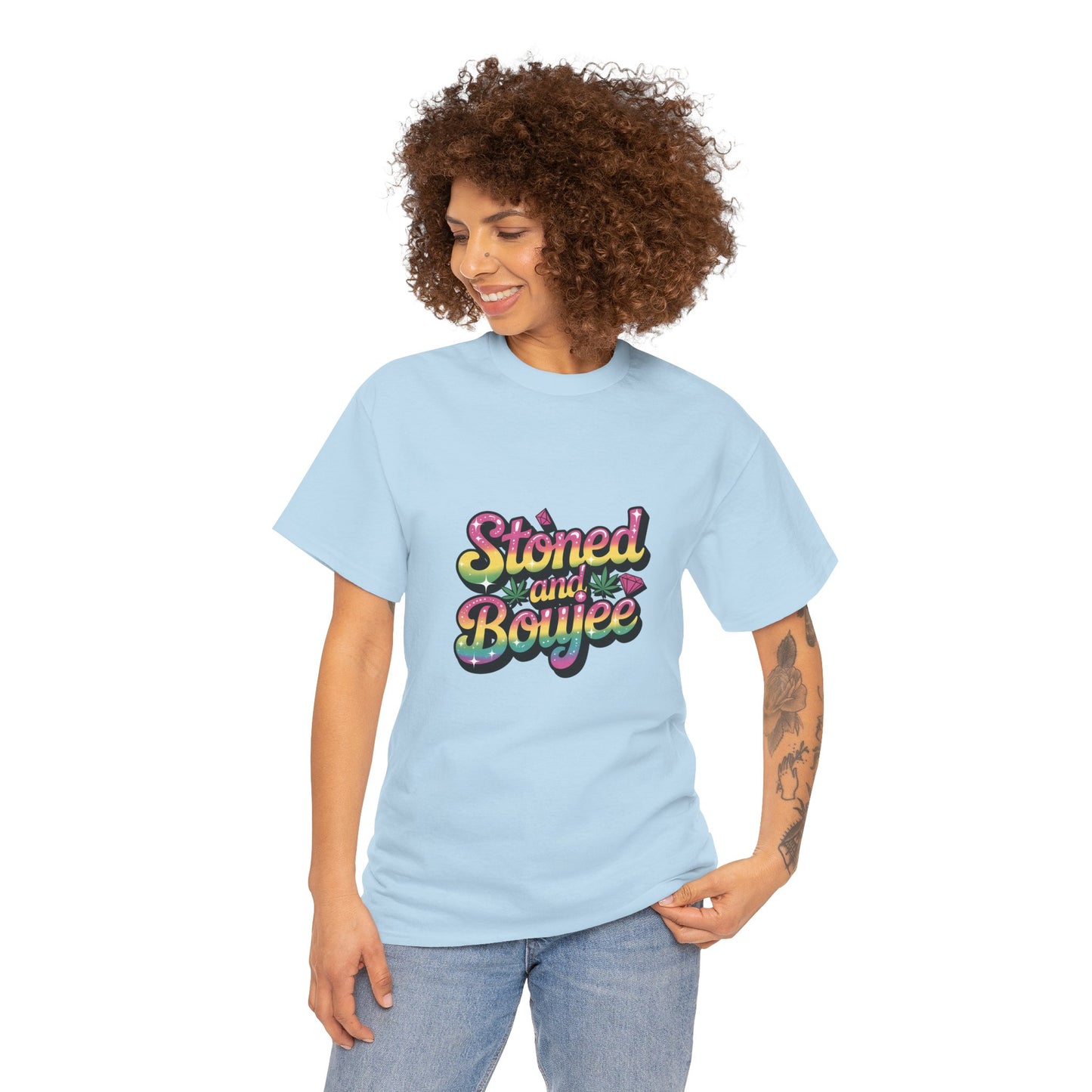 T-Shirt — "Stoned and Boujee" Colorful Retro Graphic Tee