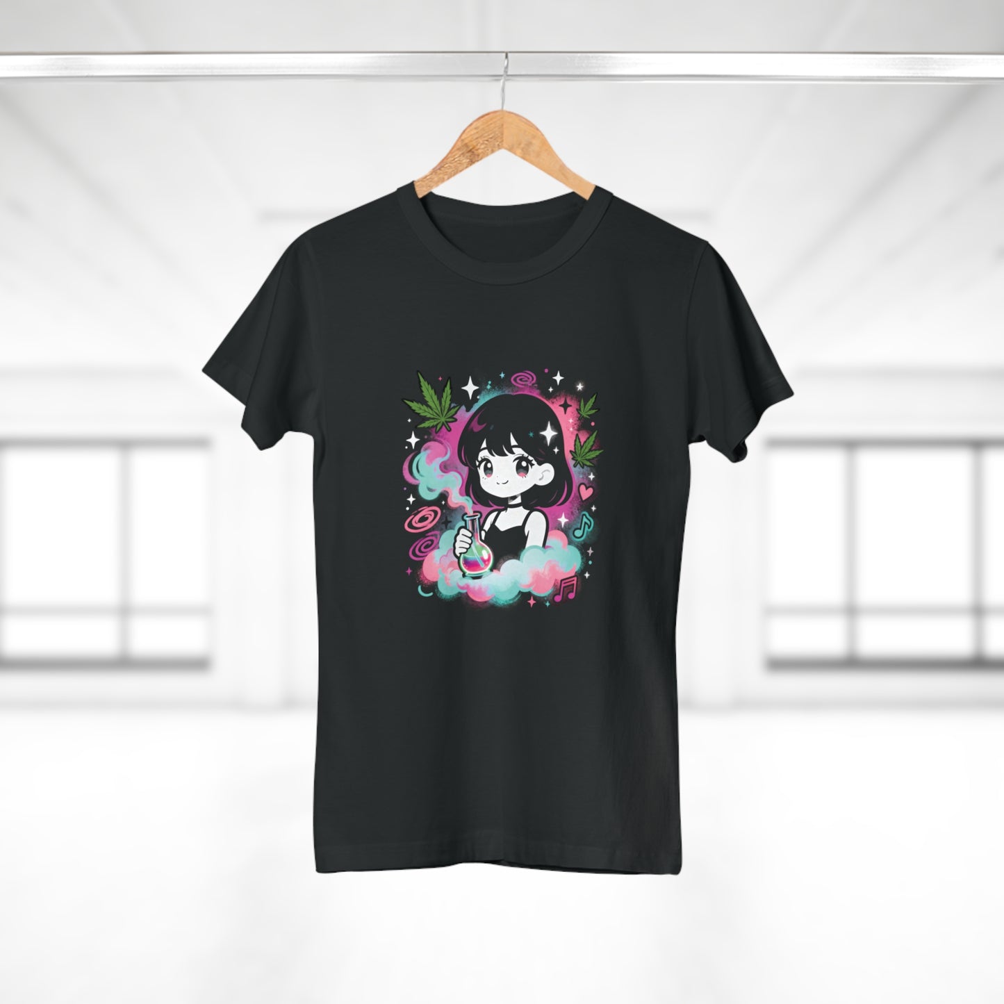 Anime Girl Puff Graphic T-Shirt — Cute 420 Vapor Aesthetic Tee