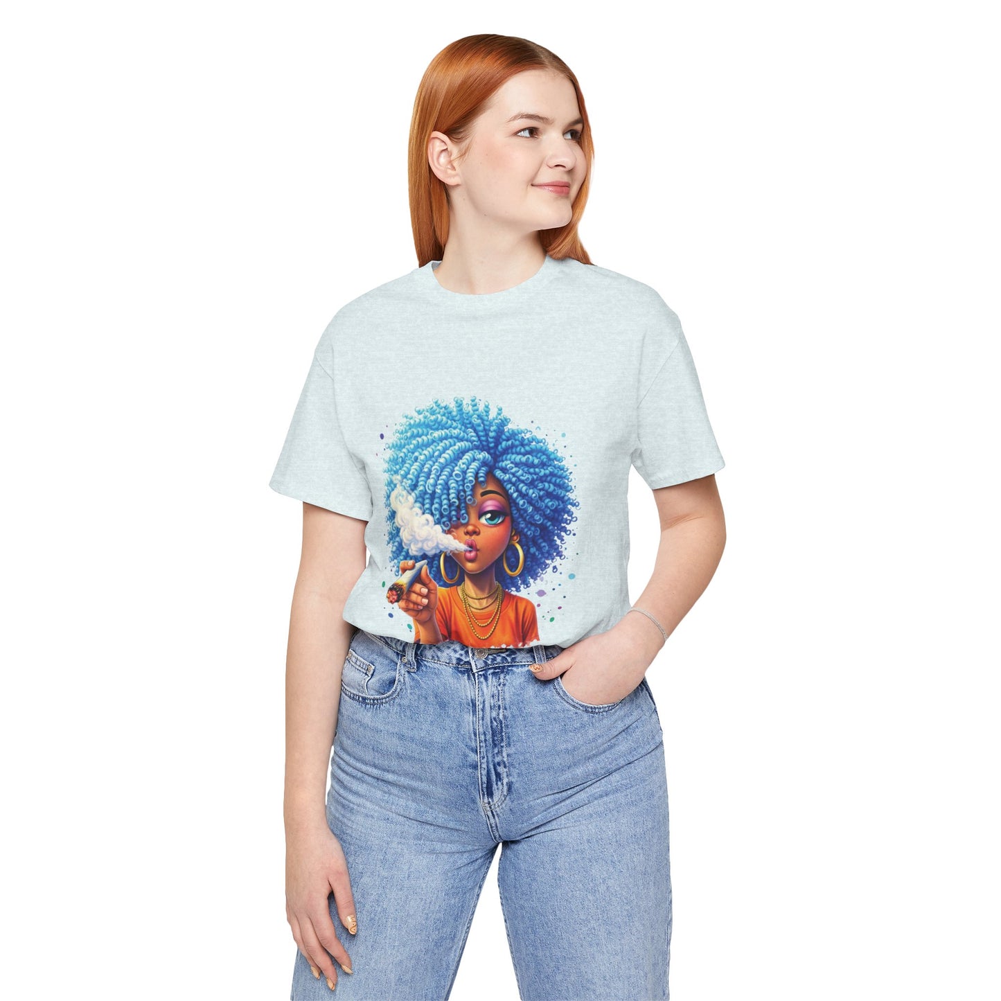 Afro Puff Vibes T-Shirt — Cool Blue Hair Graphic Tee