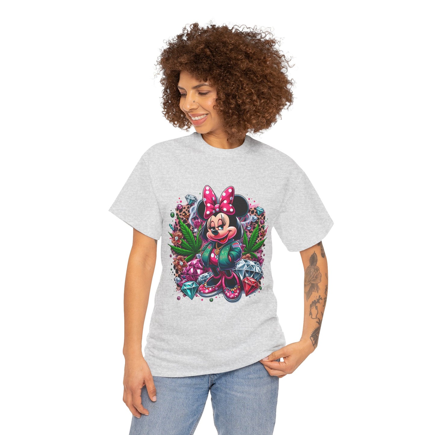 Minnie Mouse Floral Gem Tee — Cute Cartoon 420 Graphic T-Shirt